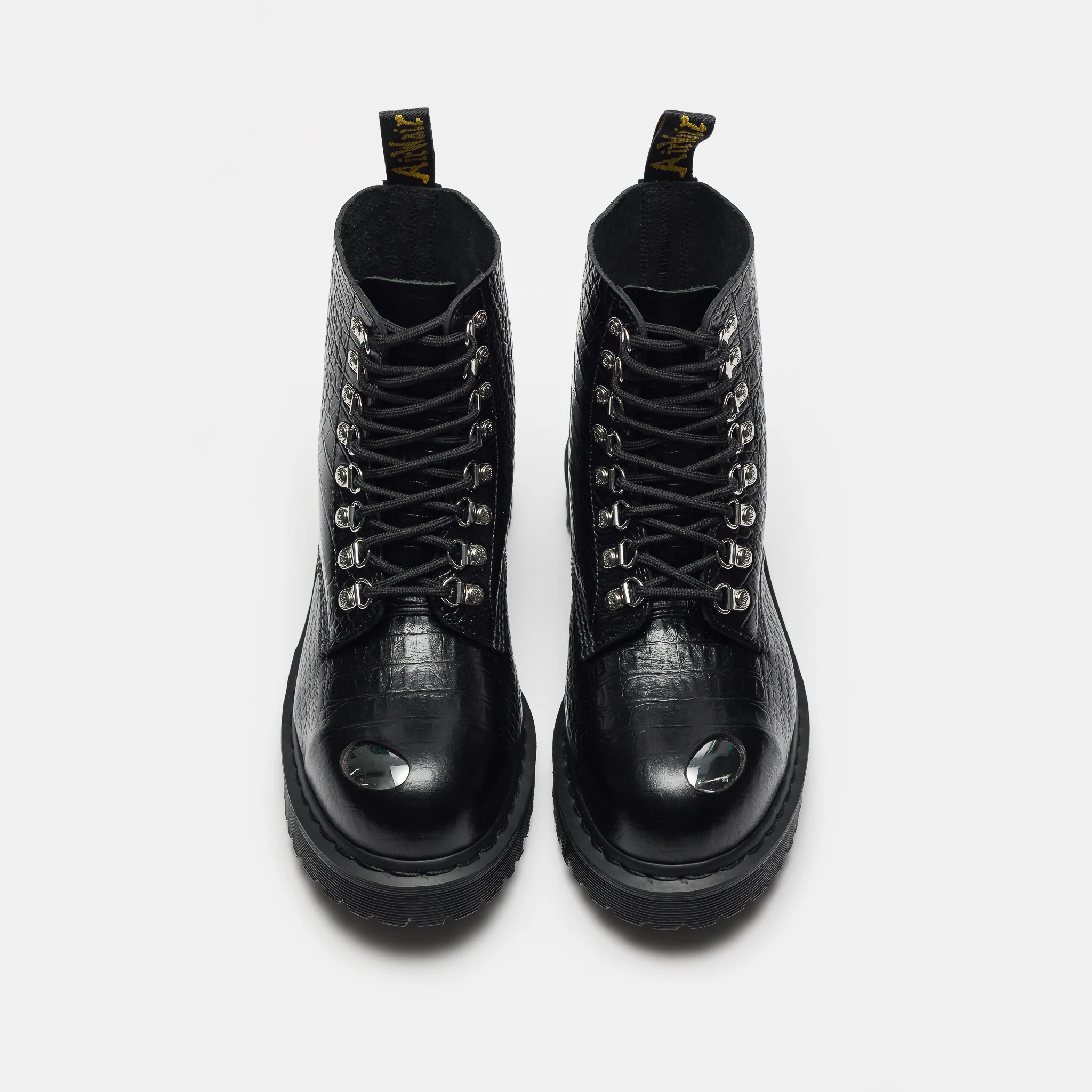 1460 Pascal Steel Toe Croc Emboss Analine Boot in Black - Image 4
