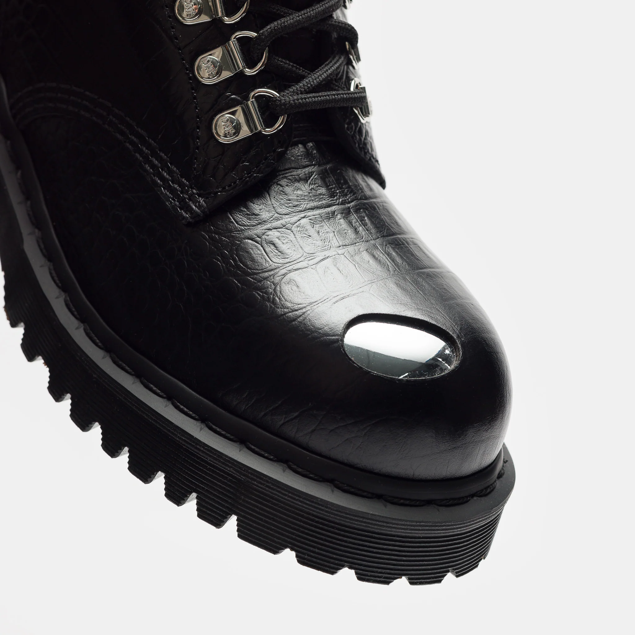 1460 Pascal Steel Toe Croc Emboss Analine Boot in Black - Image 7