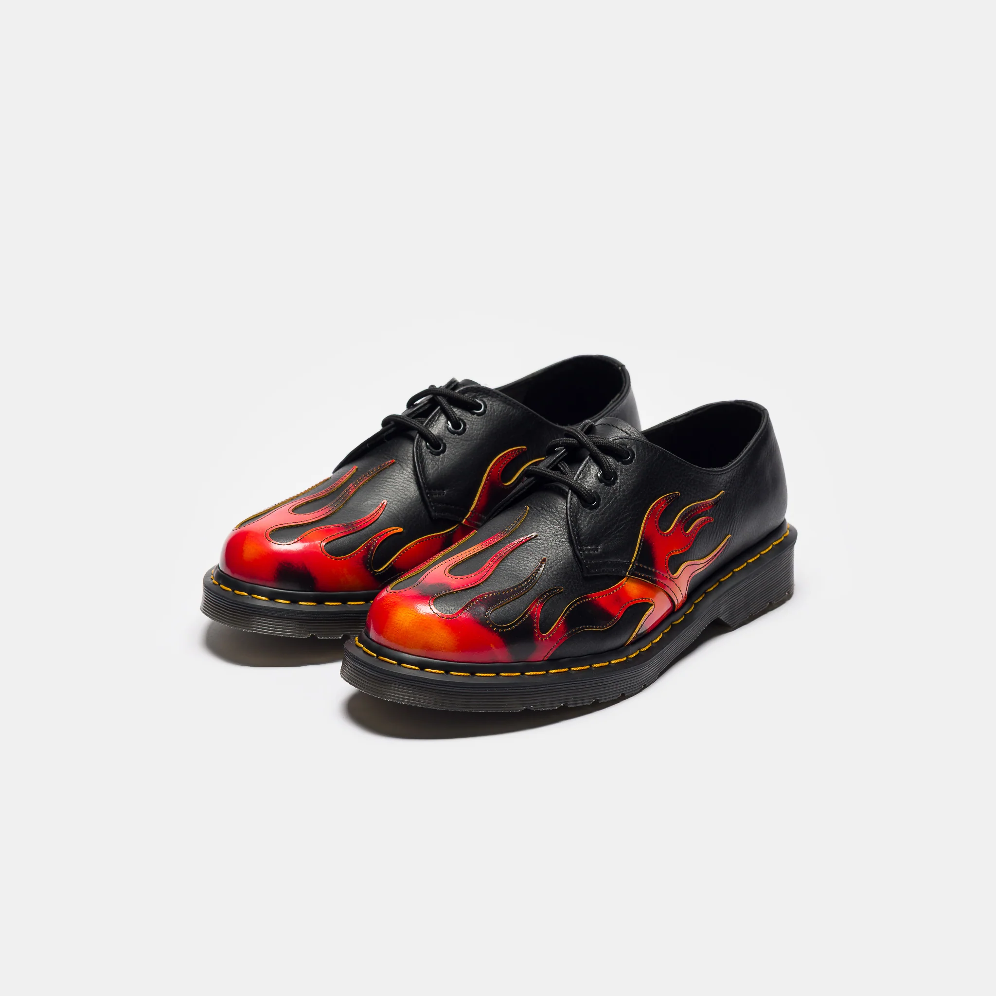 1461 Flame 3 Eye Shoe in Black/Vibrant Red/Yellow Overdrive/Multi Arcadia - Image 3
