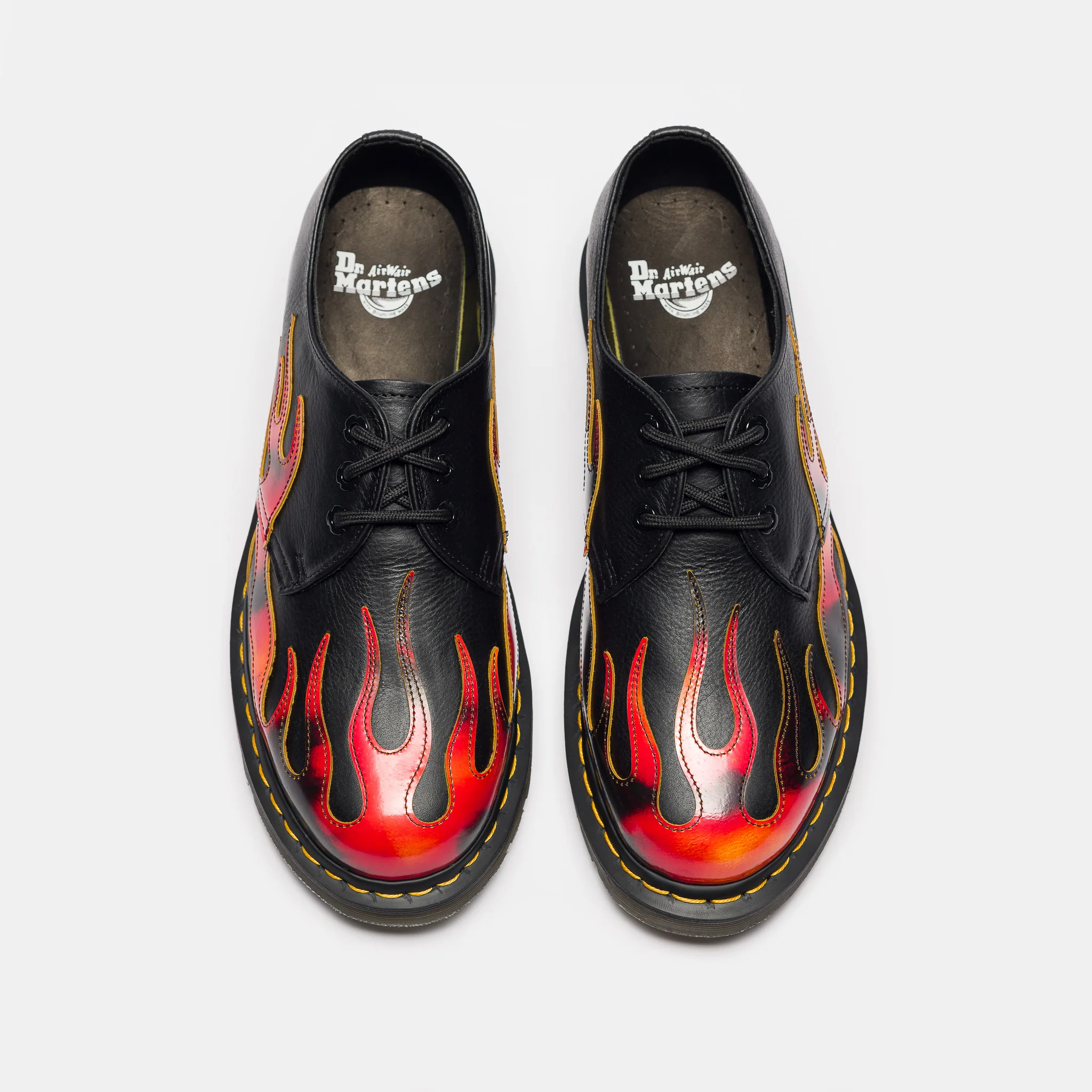1461 Flame 3 Eye Shoe in Black/Vibrant Red/Yellow Overdrive/Multi Arcadia - Image 4