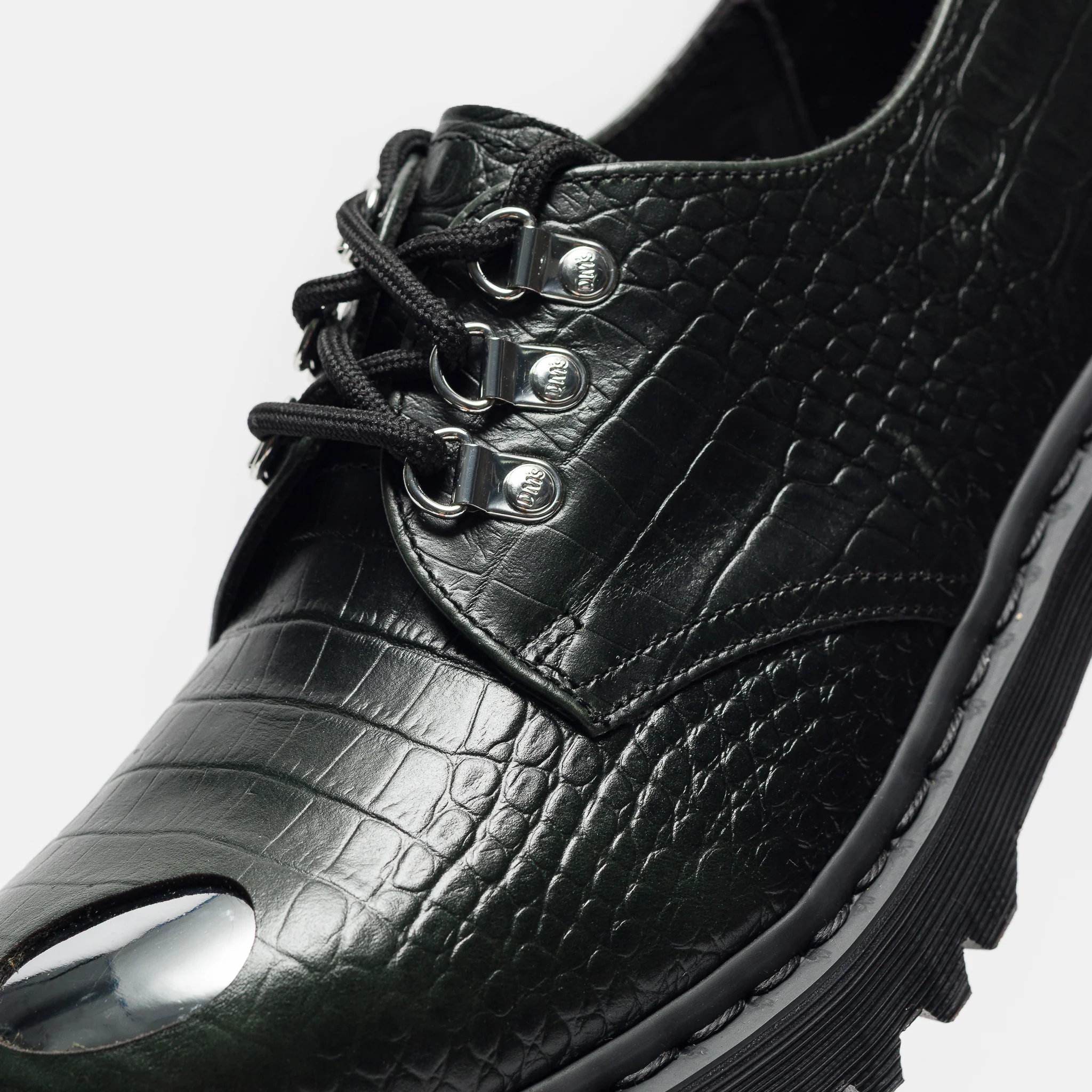 1461 Steel Toe Croc Emboss Shoe in Forest Green - Image 5