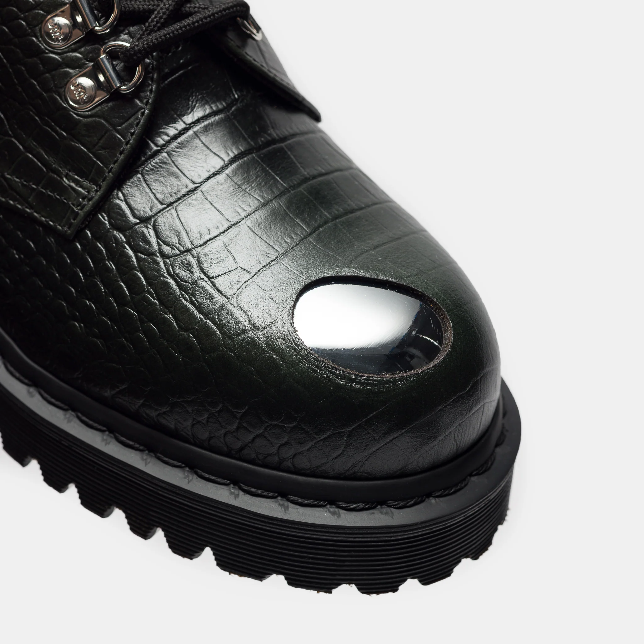 1461 Steel Toe Croc Emboss Shoe in Forest Green - Image 6