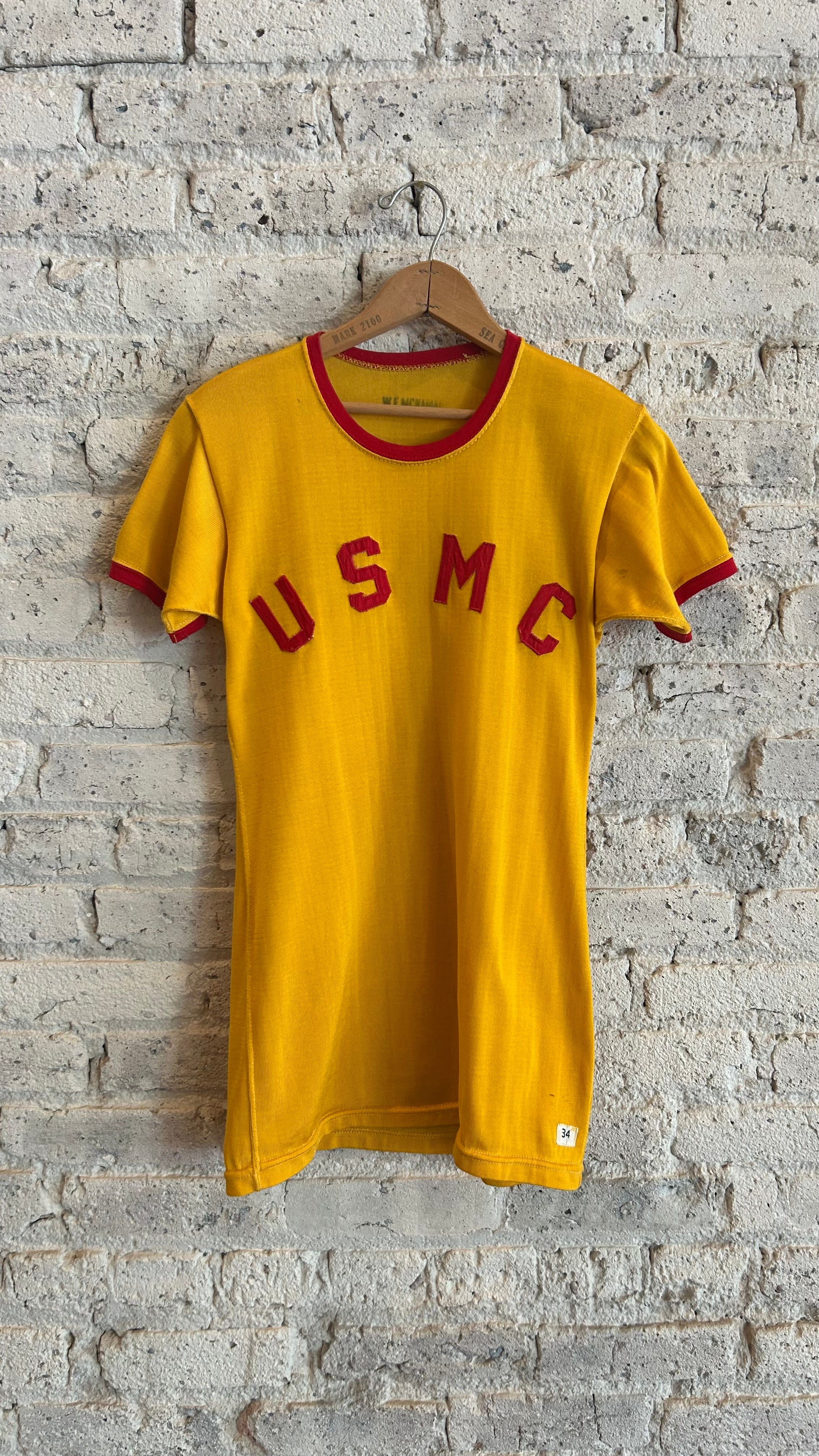 1950's USMC Ringer Jersey T-Shirt in Red/Yellow