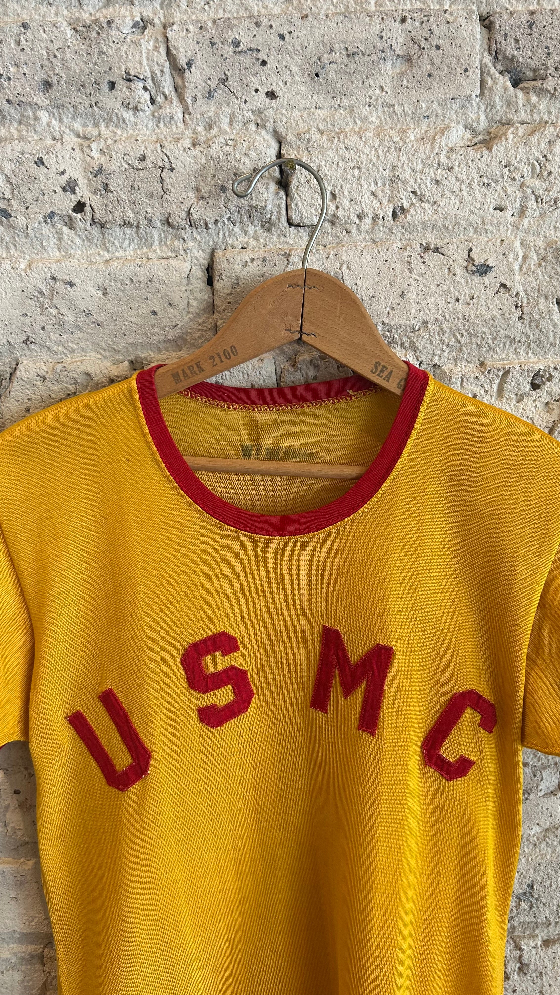 1950's USMC Ringer Jersey T-Shirt in Red/Yellow - Image 3