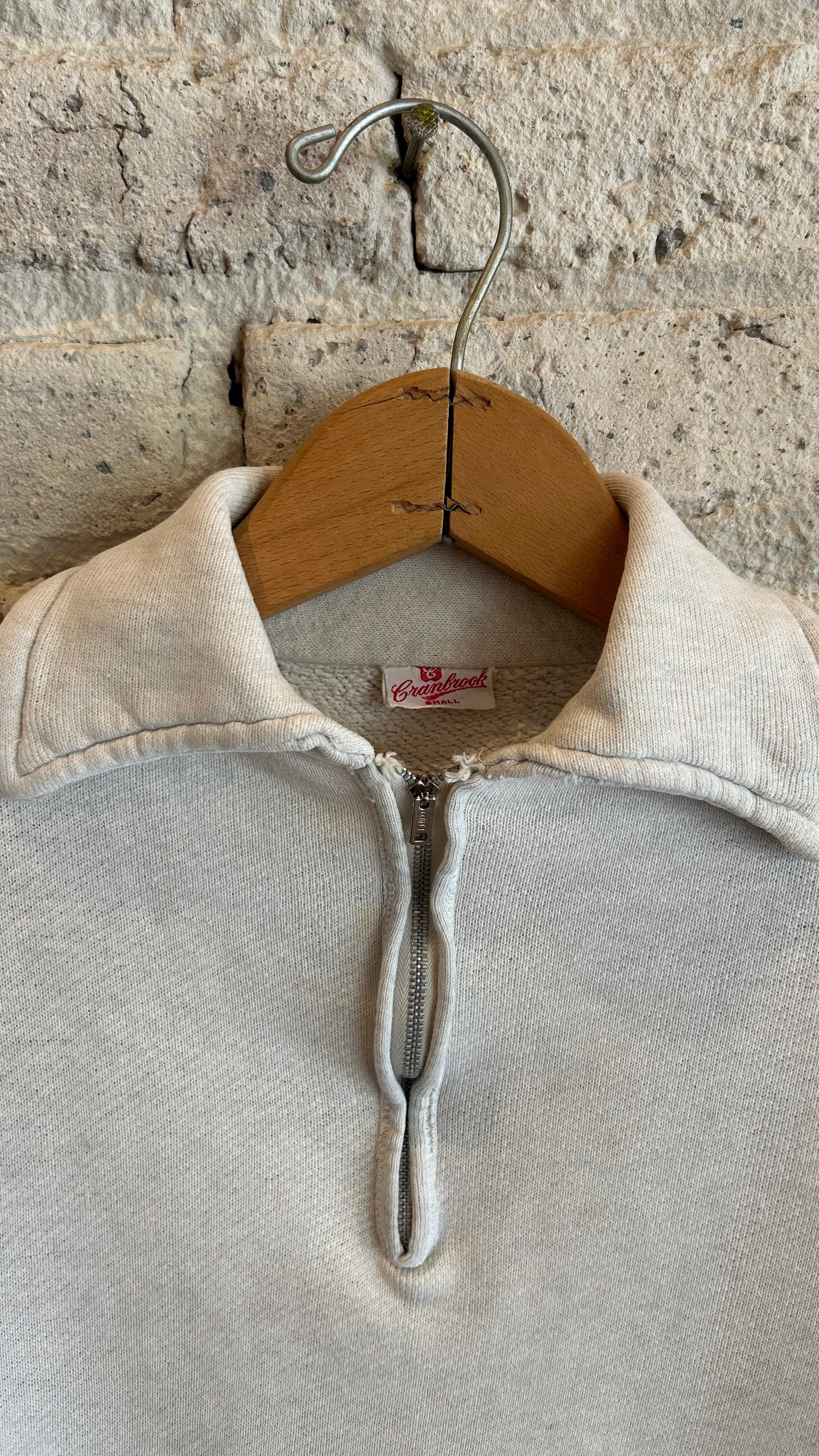 1960's Cranbrook Quarter Zip Collared Sweatshirt in Grey - Image 3
