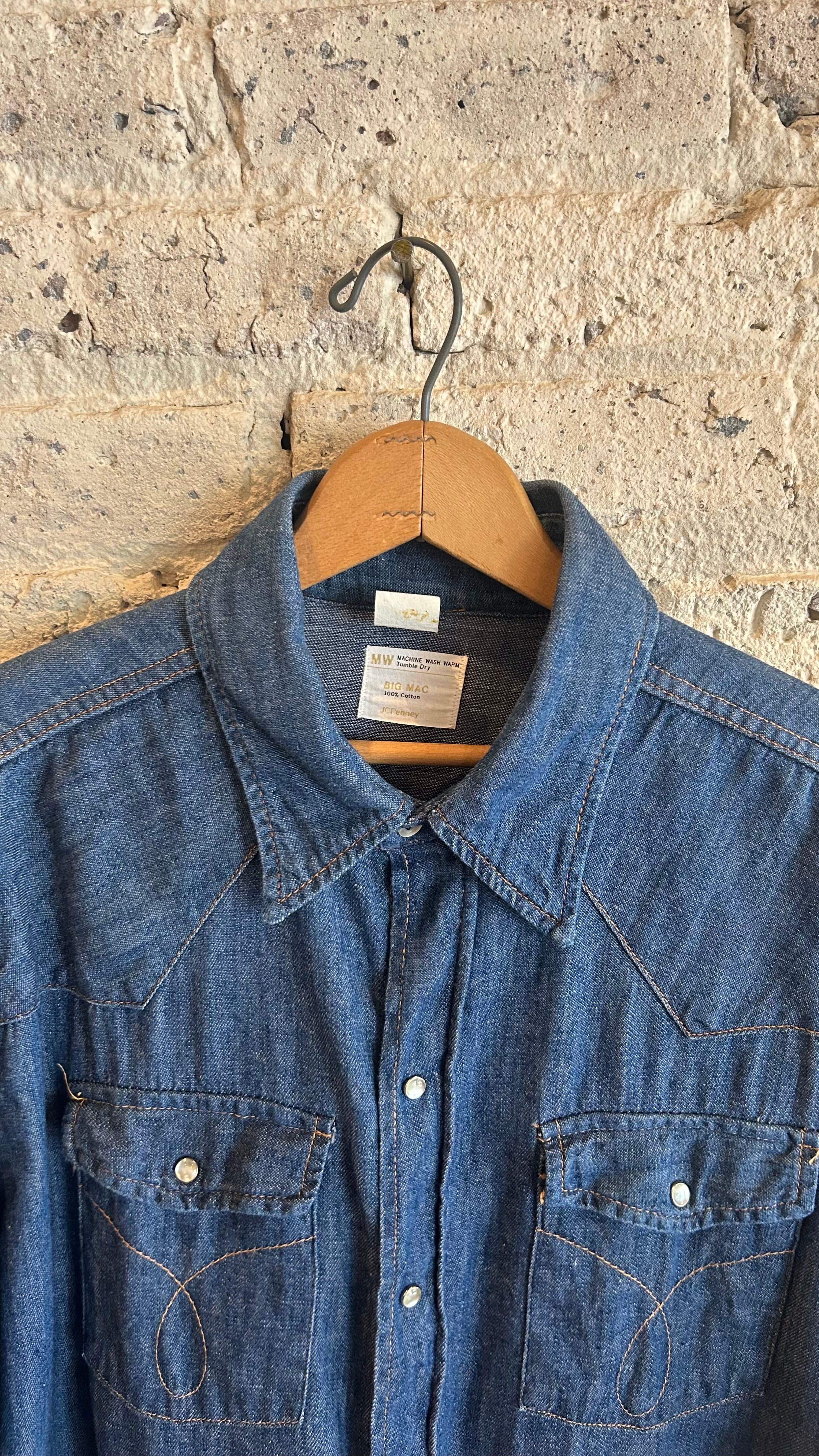 1970's Big Mac Pearl Snap Denim Western Shirt in Indigo - Image 3