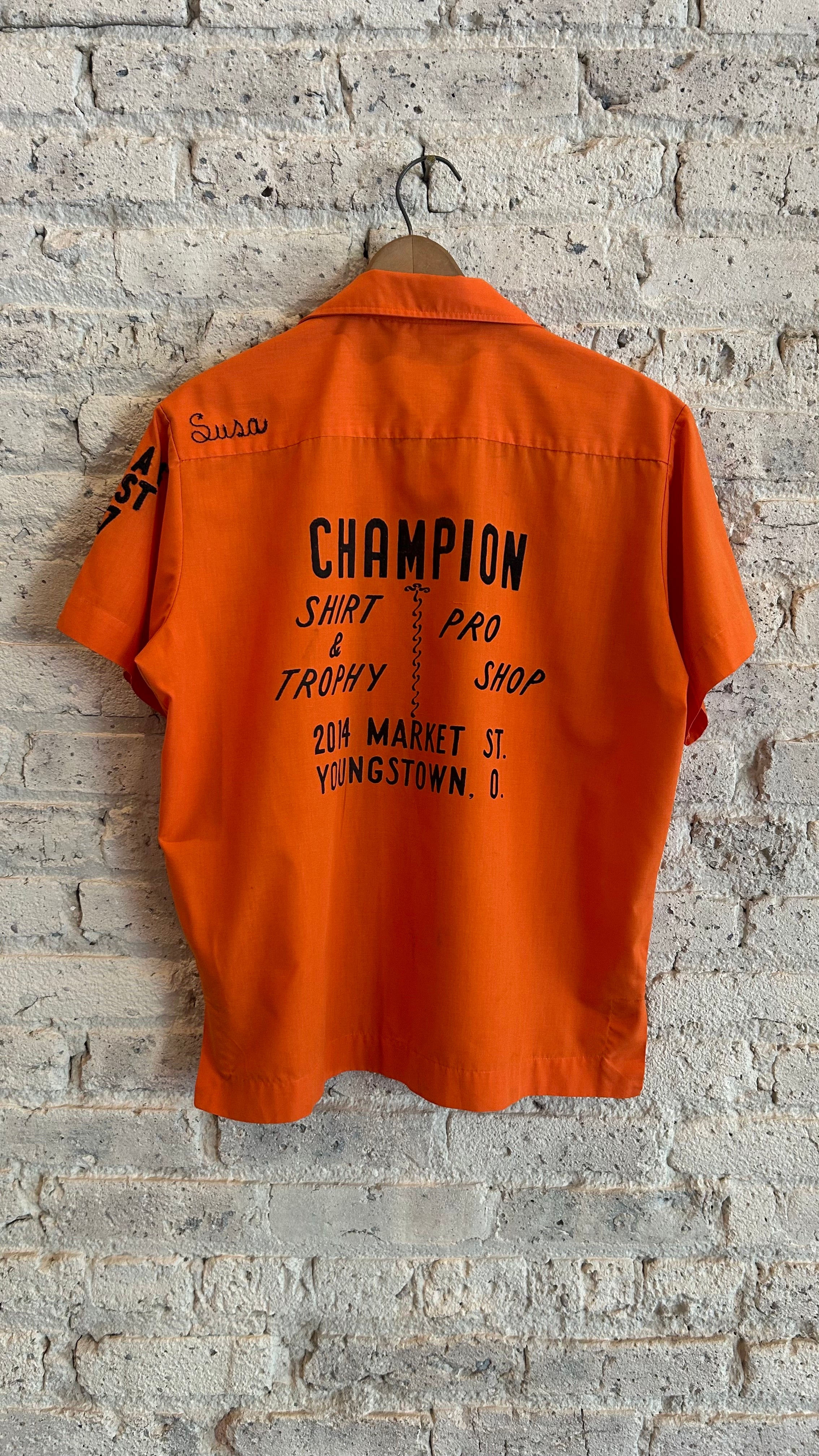 1970's Champion Bowling Shirt in Orange - Image 2