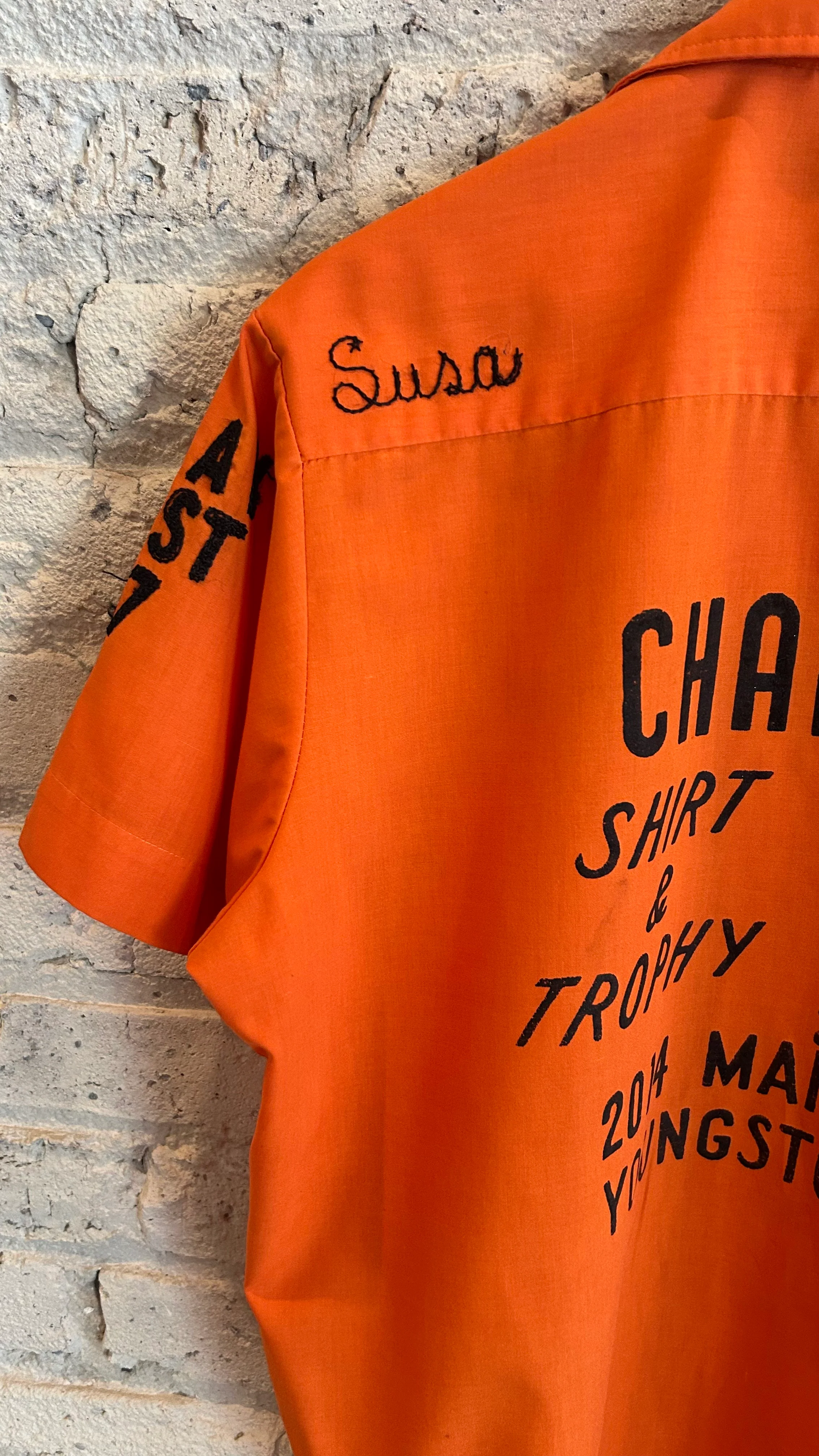 1970's Champion Bowling Shirt in Orange - Image 4