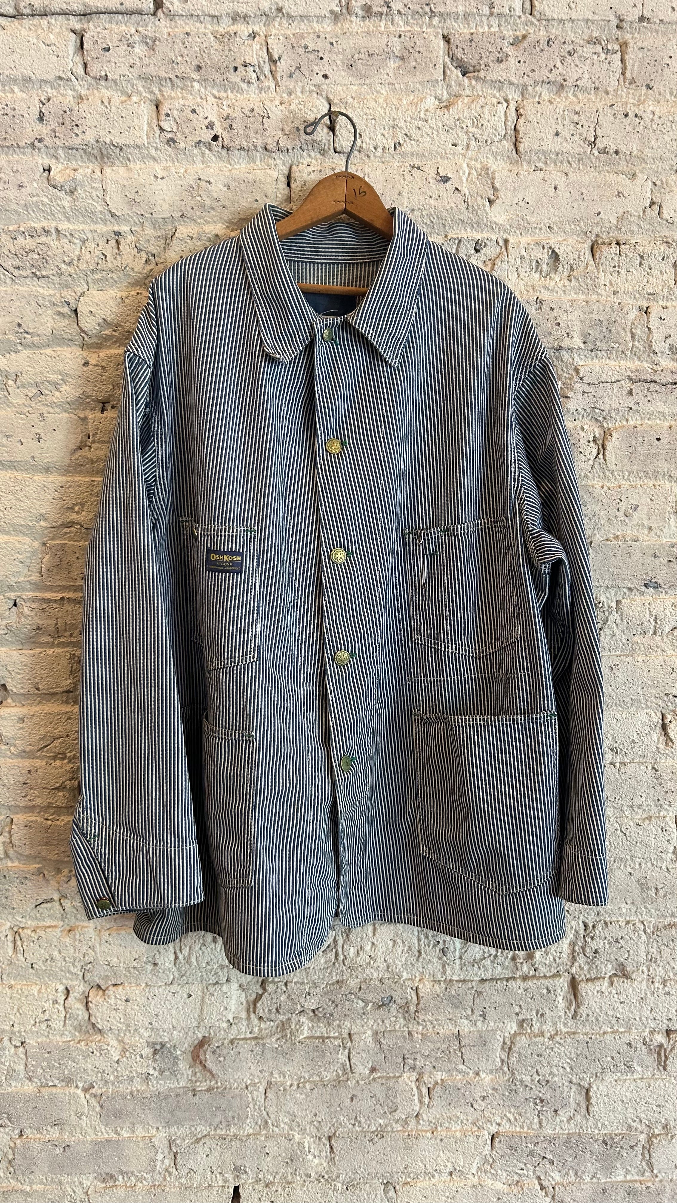 1970's OshKosh Liberty Strip Chore Coat in Blue