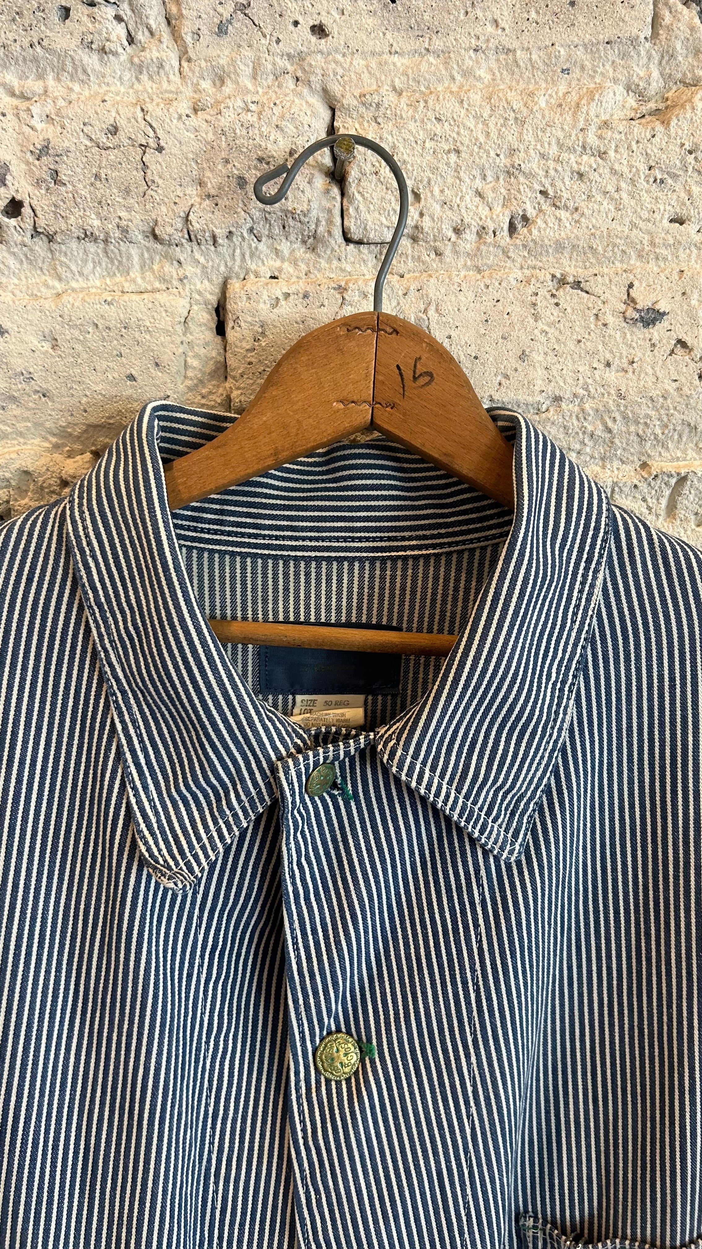 1970's OshKosh Liberty Strip Chore Coat in Blue - Image 4