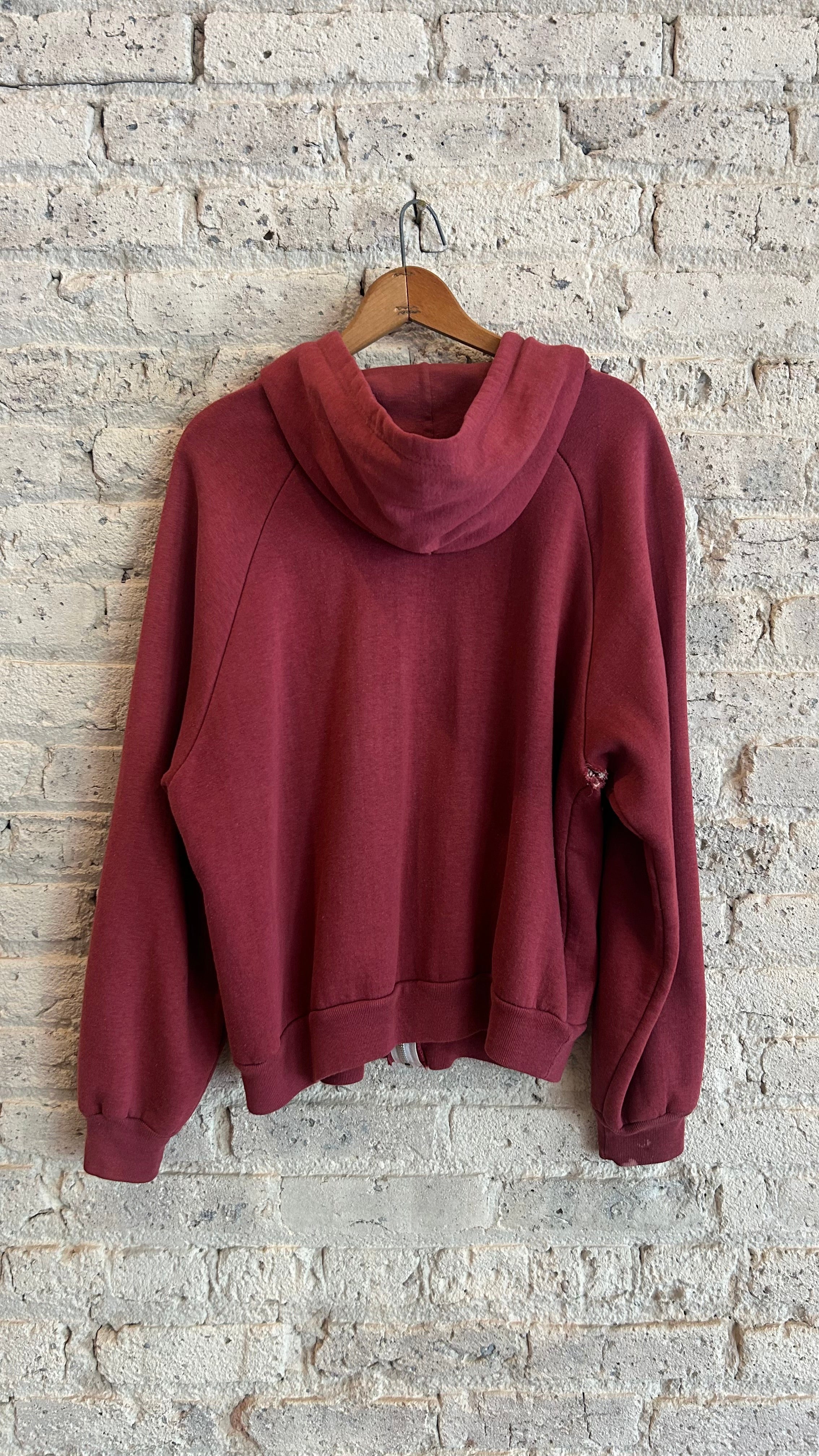 1980's McGregor Thermal Lined Zip Up Hoodie in Burgundy - Image 2