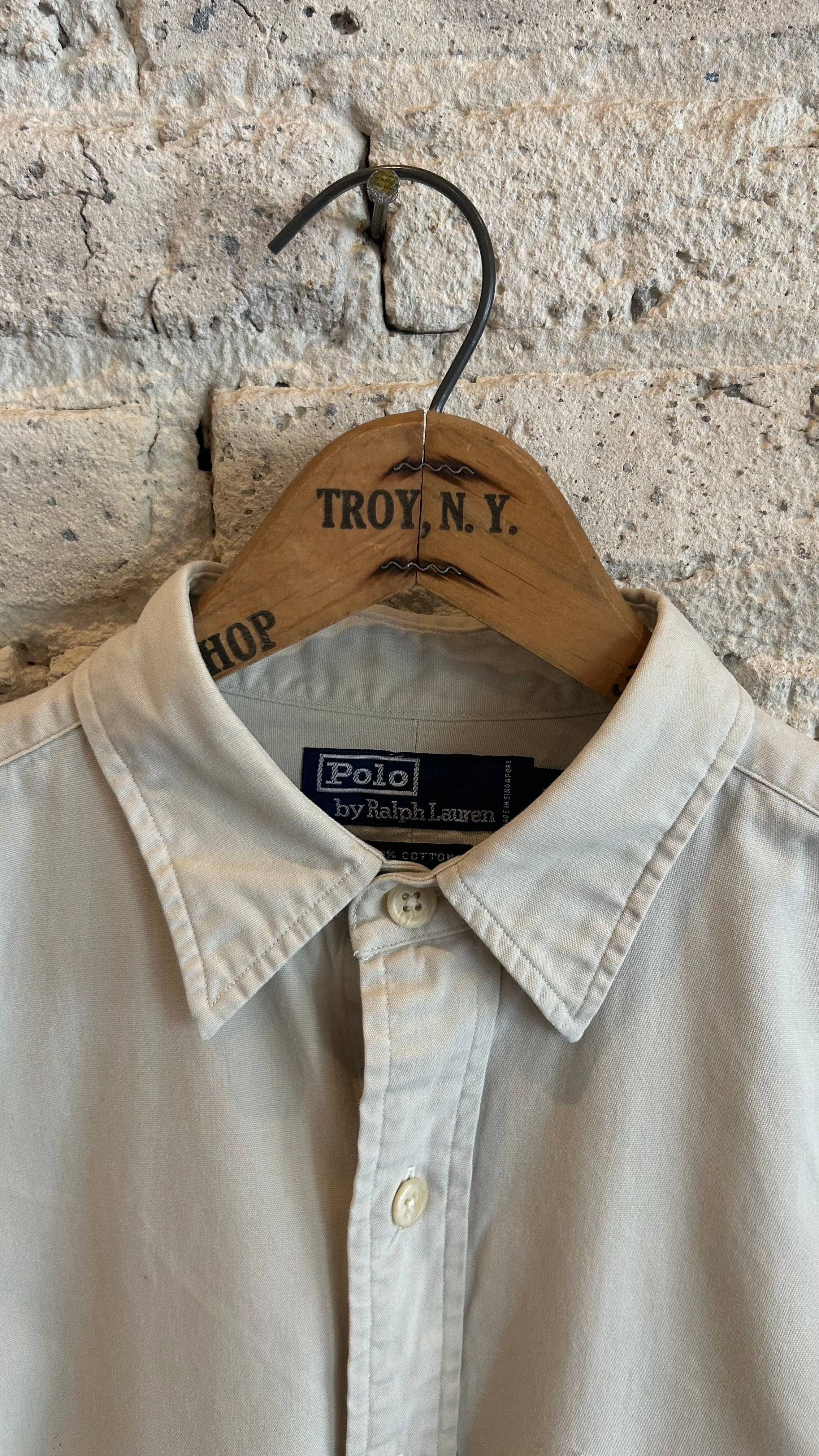 1990's Polo Sportsmans Club Button Up Shirt in Khaki - Image 3
