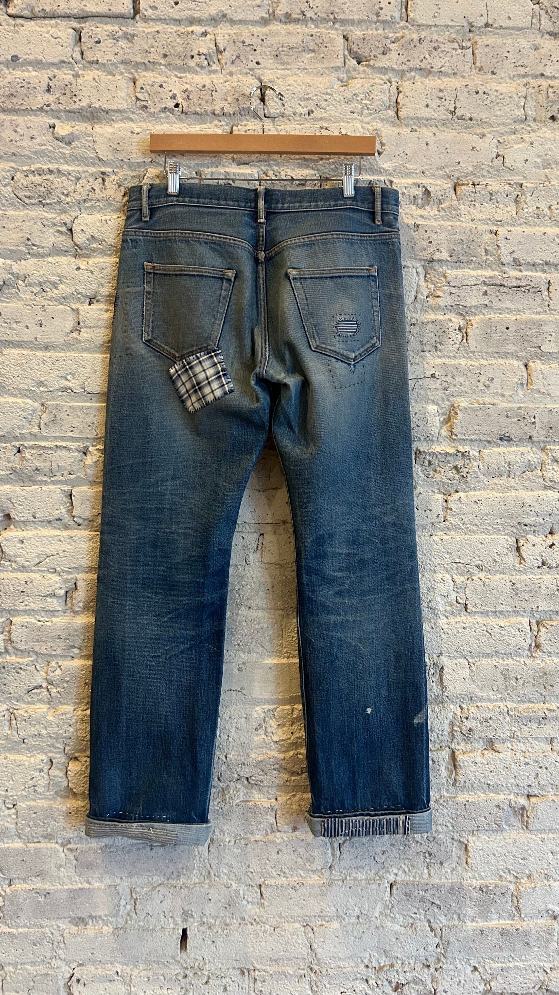 2000's APC Thrashed and Repaired Rescue Fit Selvedged Jean in Aged Blue - Image 2