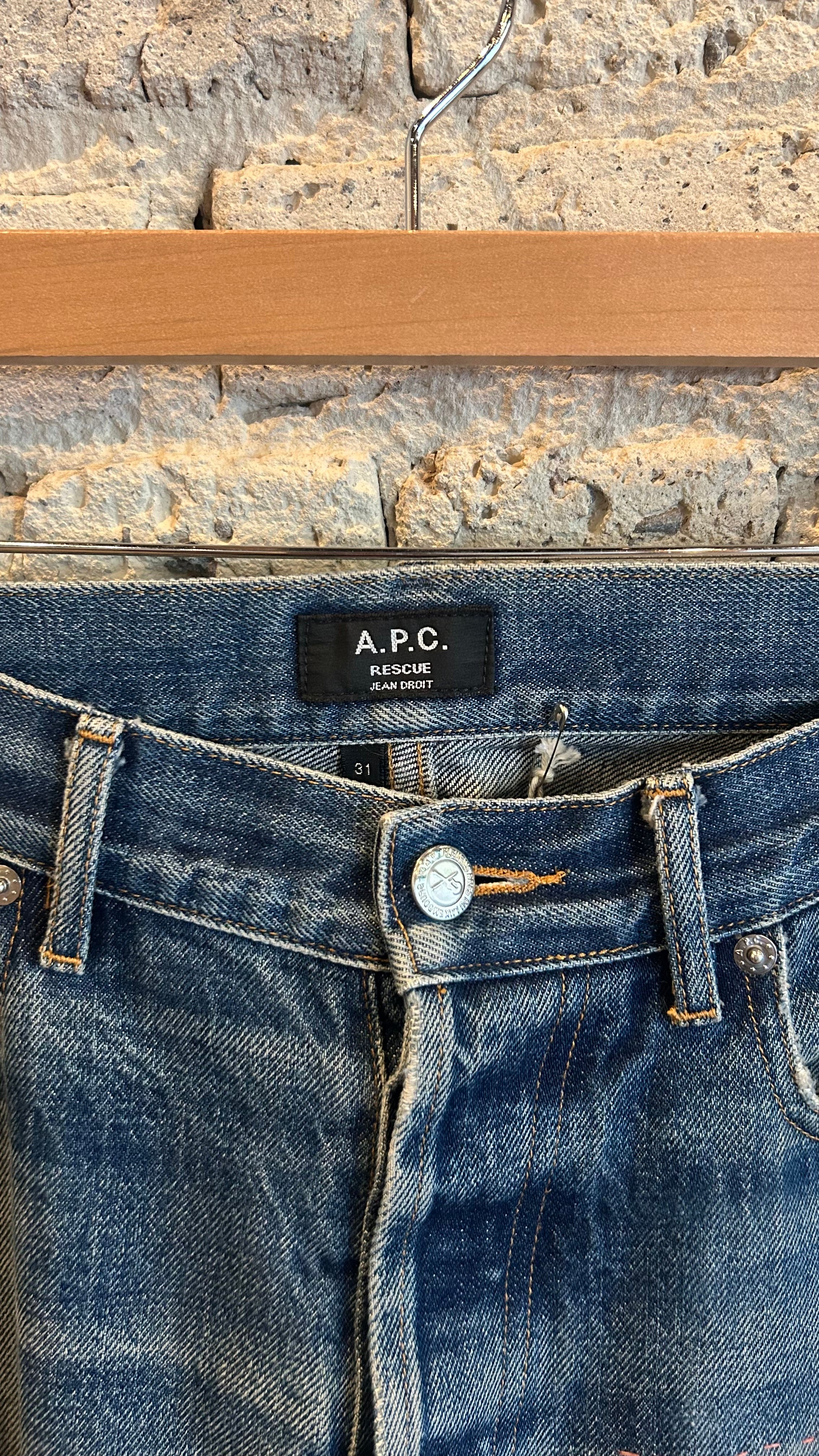 2000's APC Thrashed and Repaired Rescue Fit Selvedged Jean in Aged Blue - Image 3