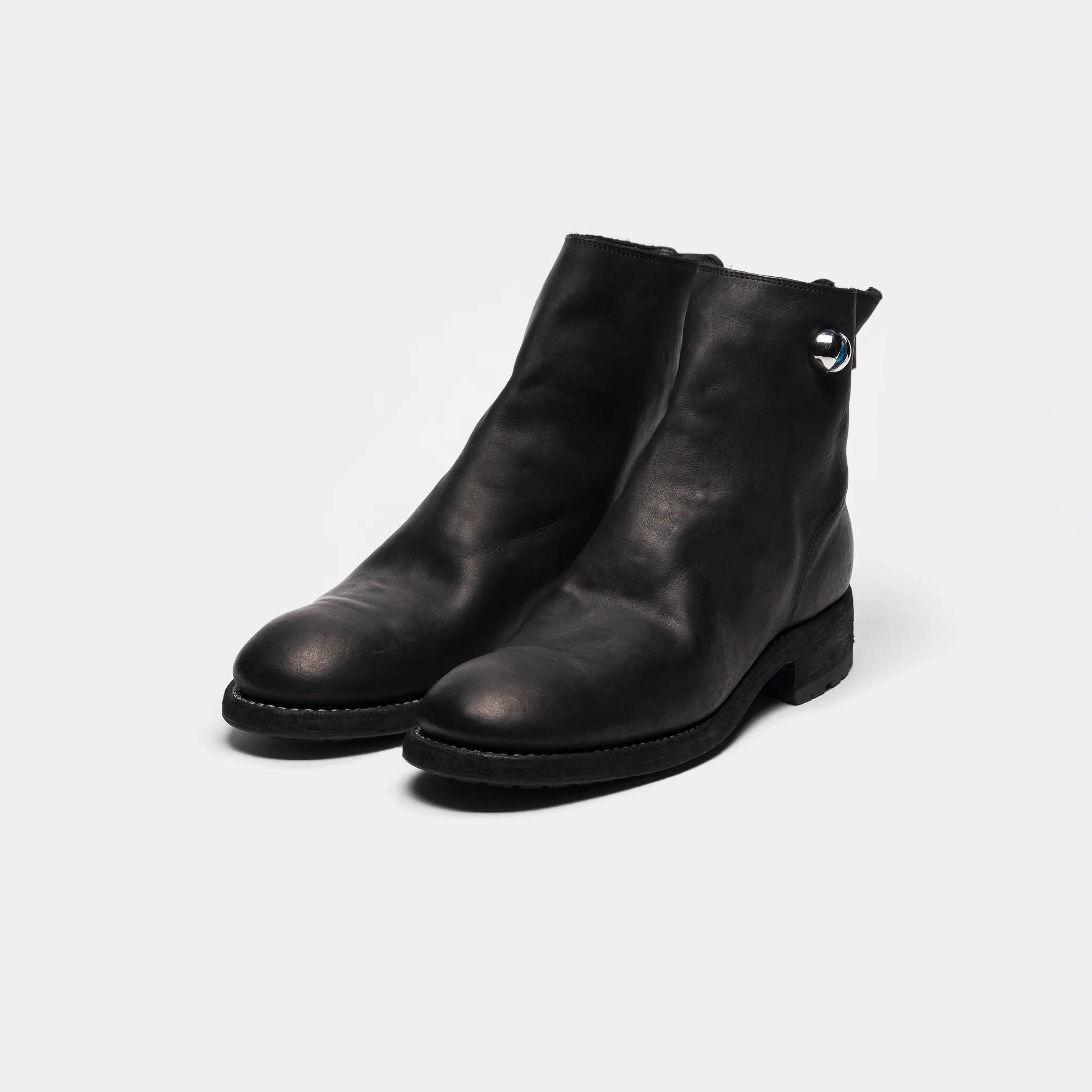 Undercover 966V_EYE Calf Leather Back Zip Boot in Black - Image 3