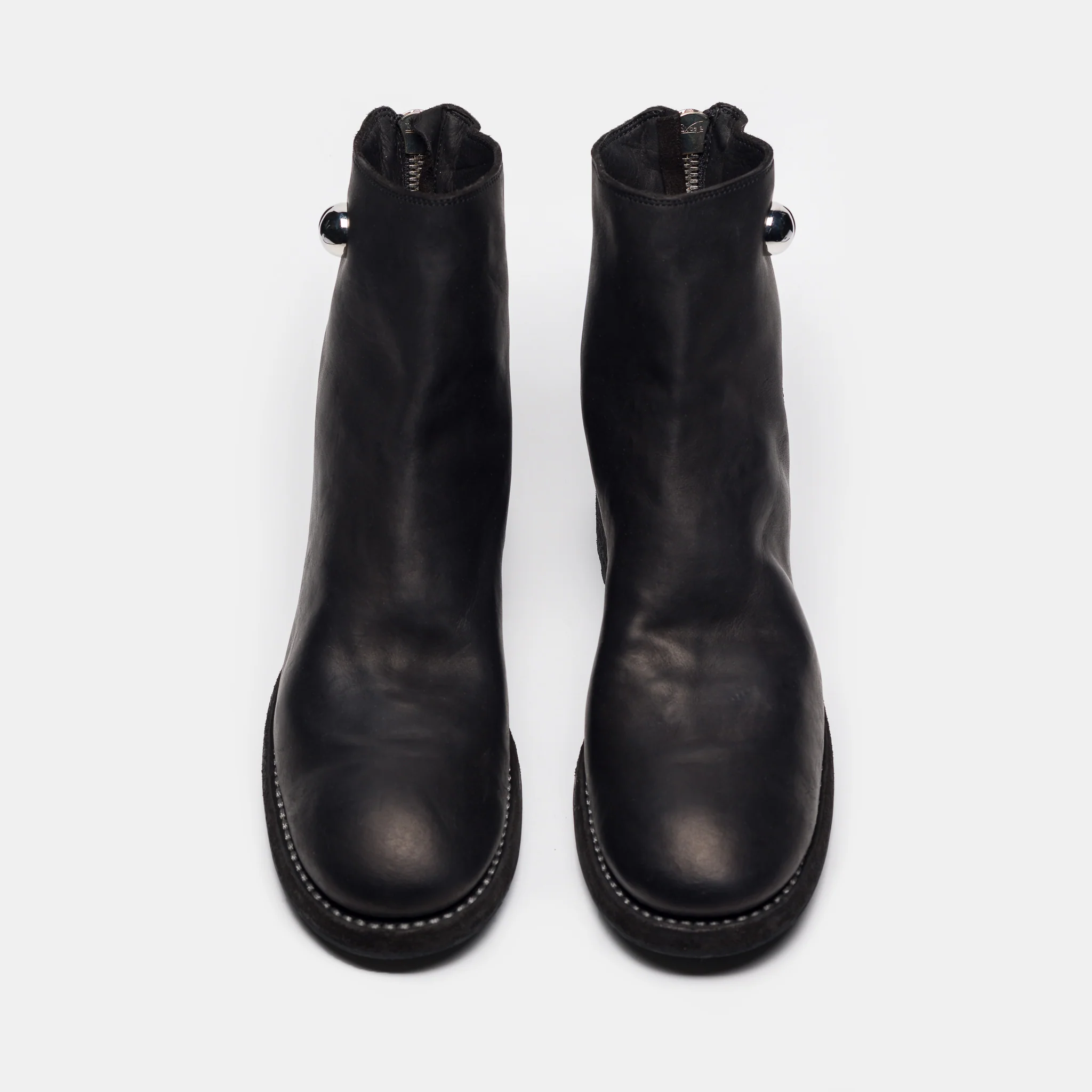 Undercover 966V_EYE Calf Leather Back Zip Boot in Black - Image 4