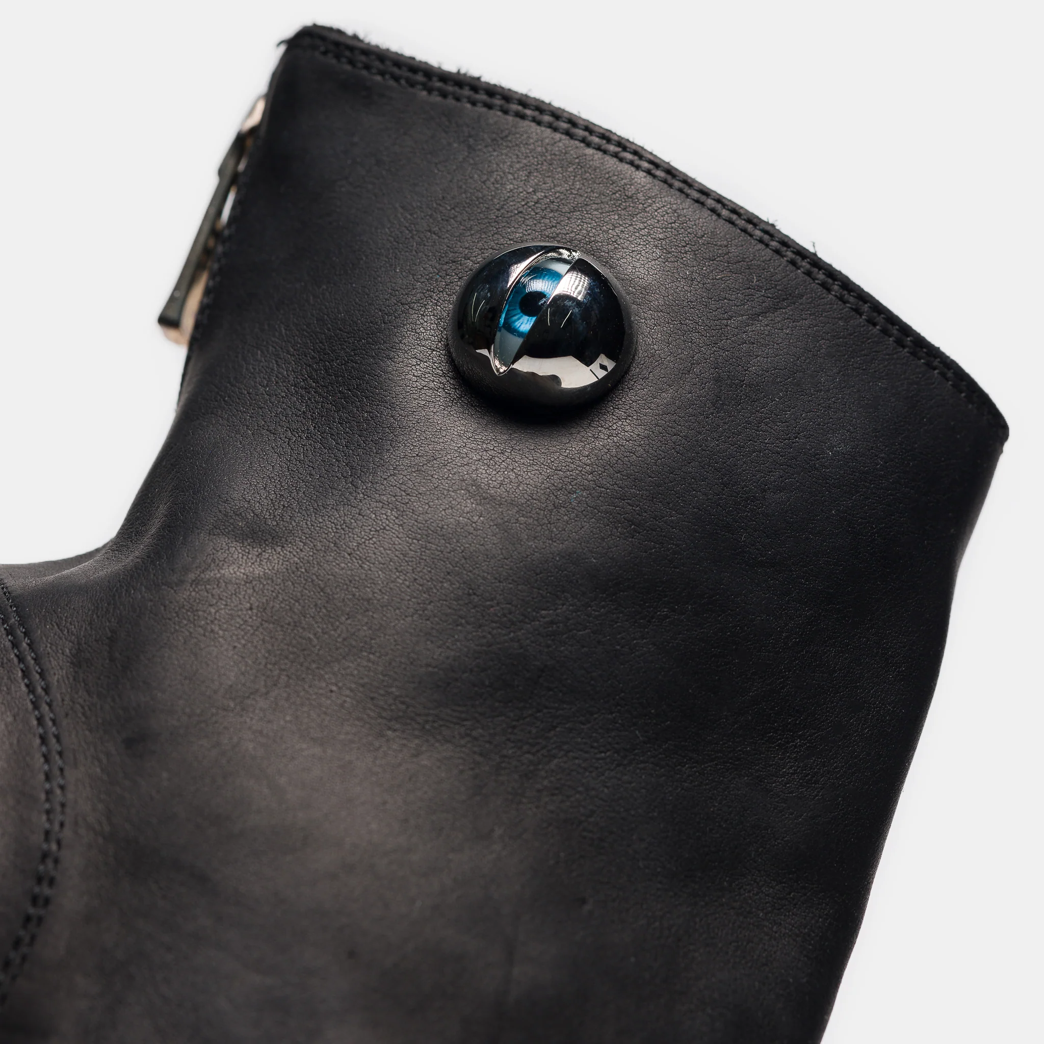 Undercover 966V_EYE Calf Leather Back Zip Boot in Black - Image 6