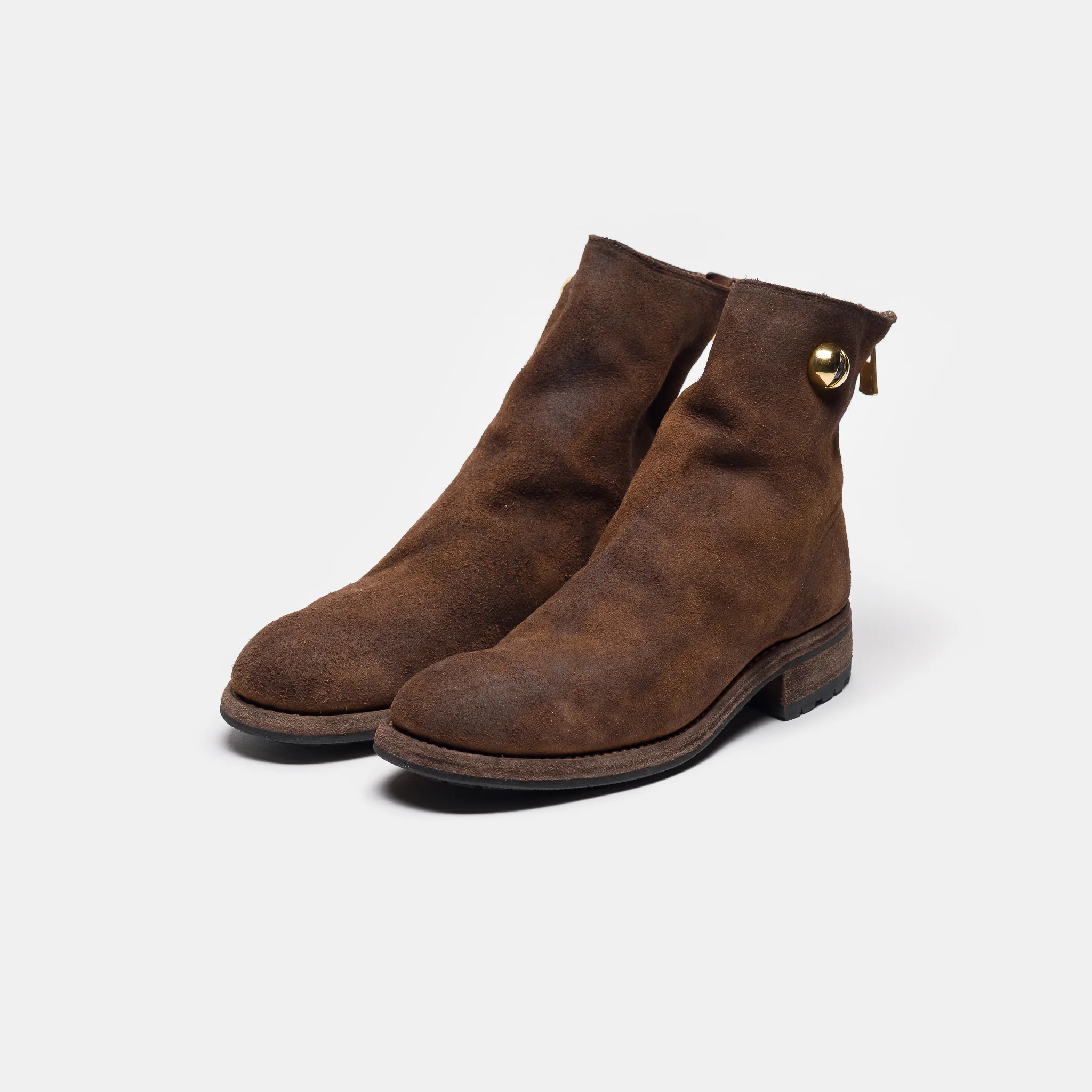 Undercover 966V_EYE Reverse Horse Leather Back Zip Boot in Brown - Image 3