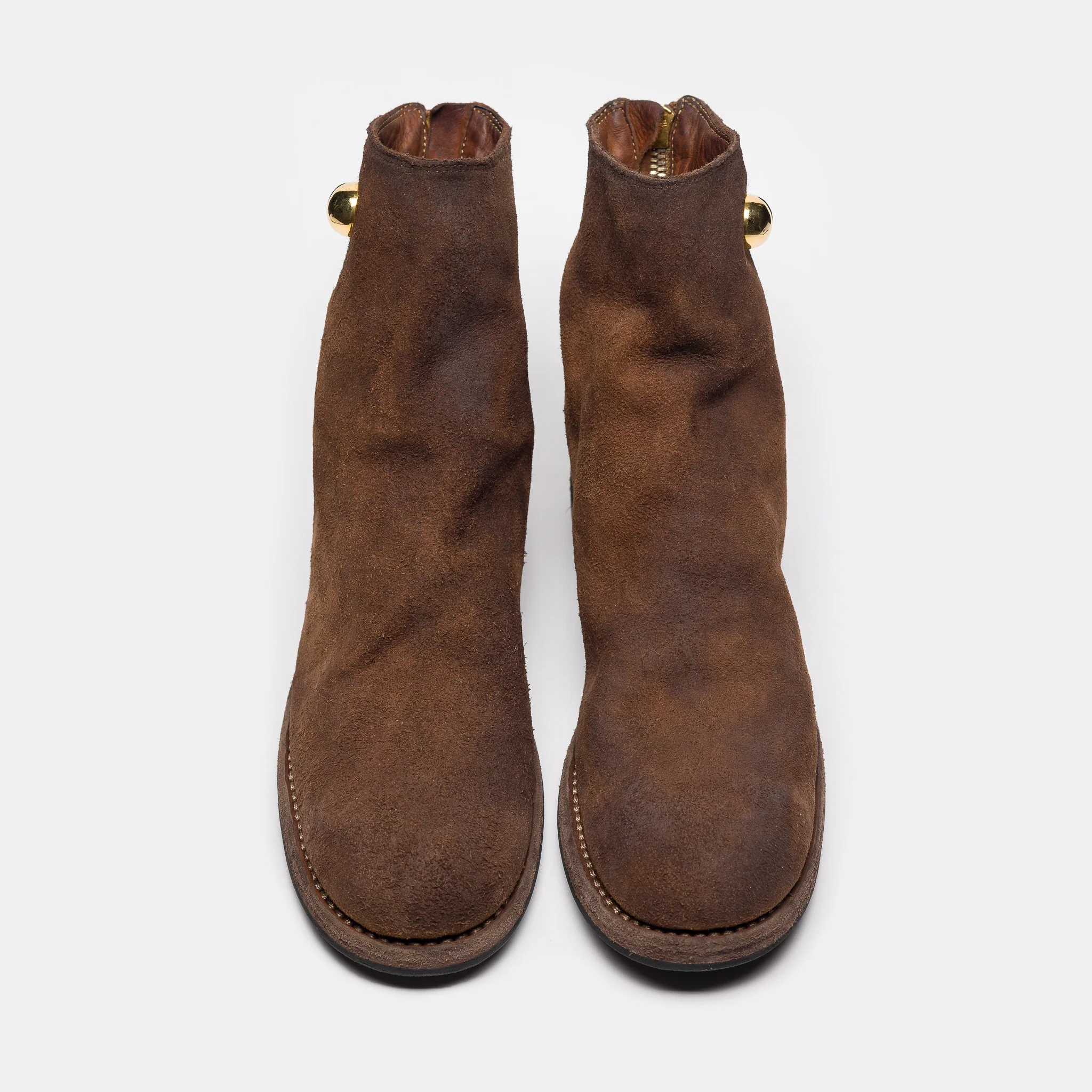 Undercover 966V_EYE Reverse Horse Leather Back Zip Boot in Brown - Image 4
