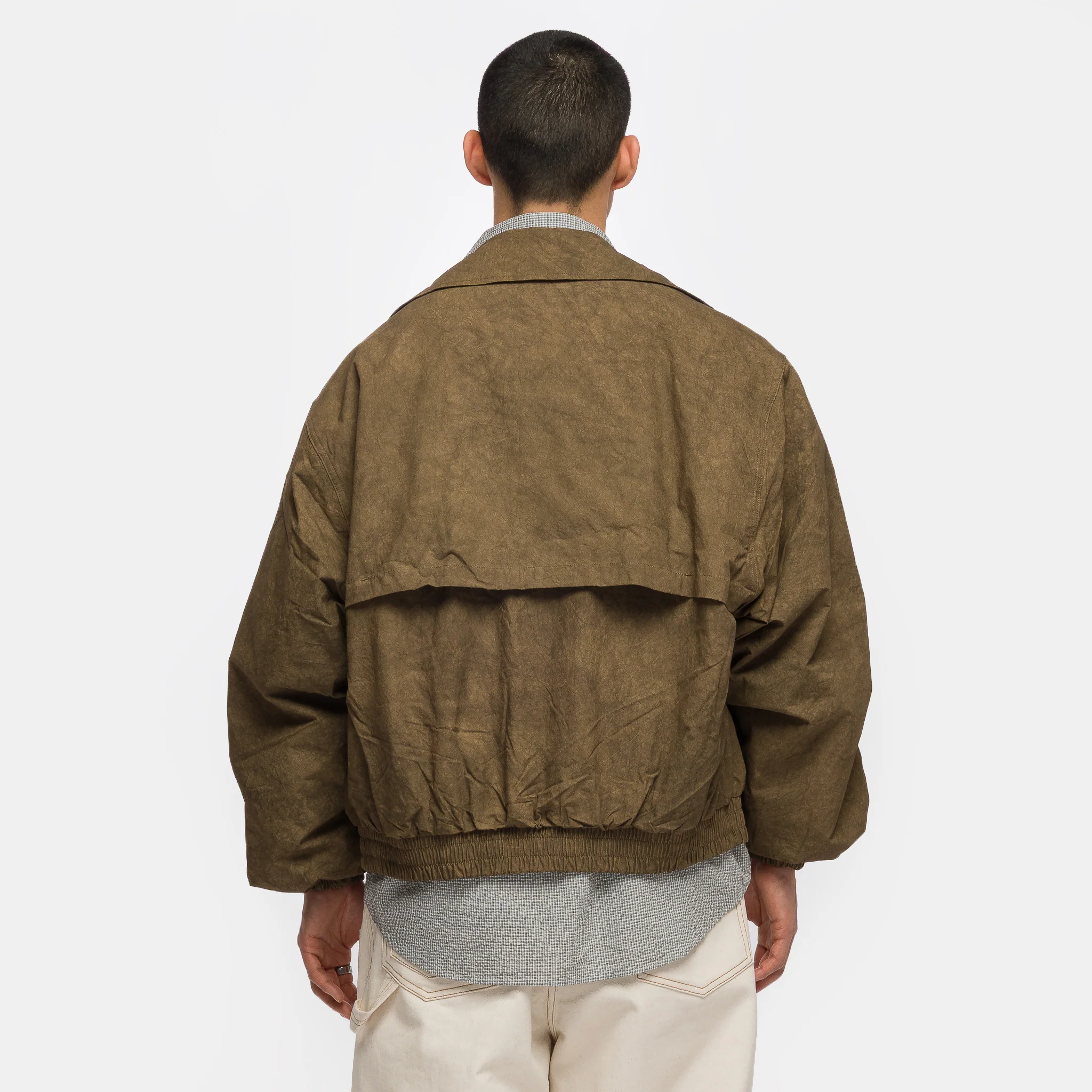 Acid Wash Bomber Jacket in Brown - Image 3