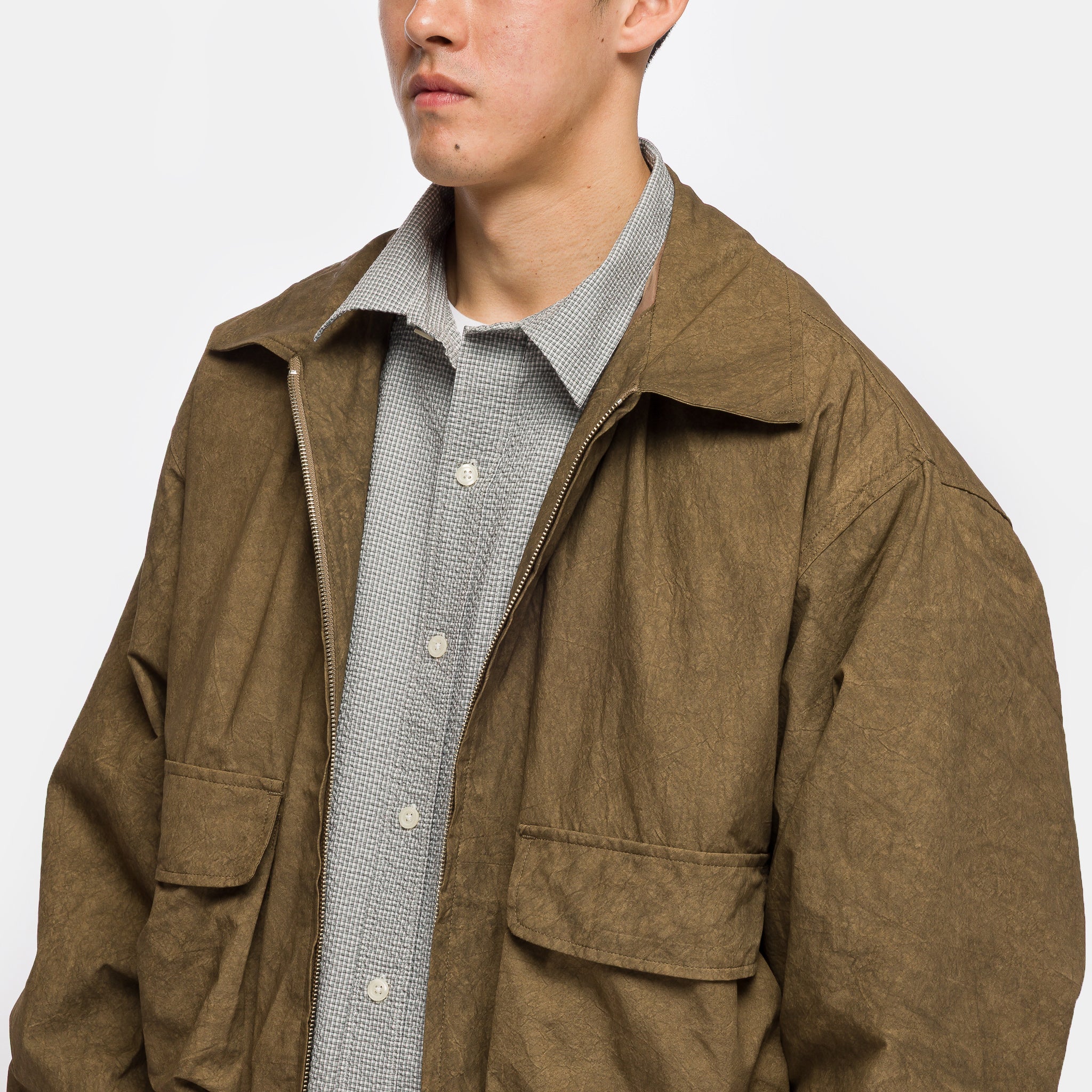 Acid Wash Bomber Jacket in Brown - Image 4