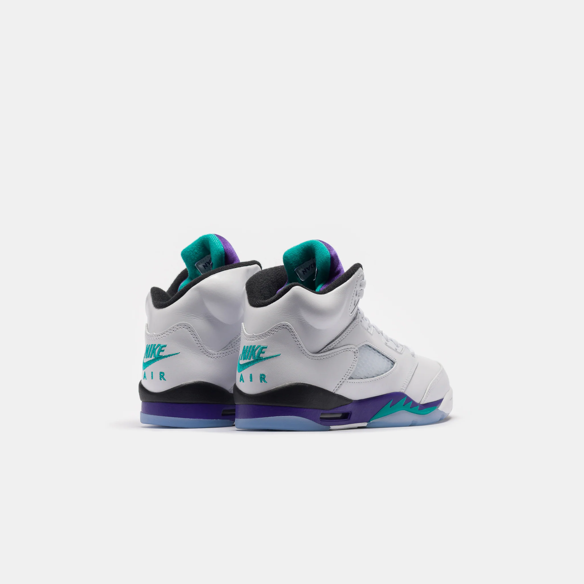 Air Jordan 5 Retro Grade School Sneaker in White/New Emerald/Grape Ice/Black - Image 5