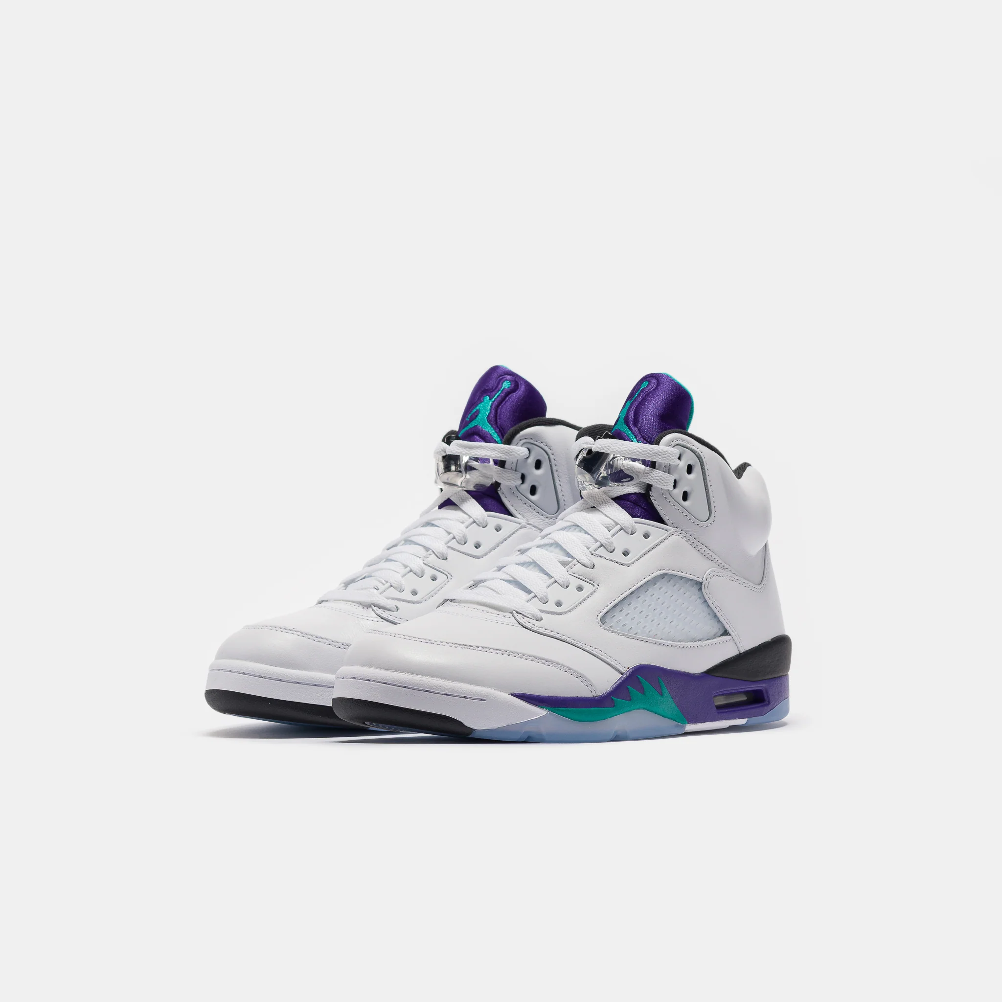 Air Jordan 5 Retro Sneaker in White/New Emerald/Grape Ice/Black - Image 2