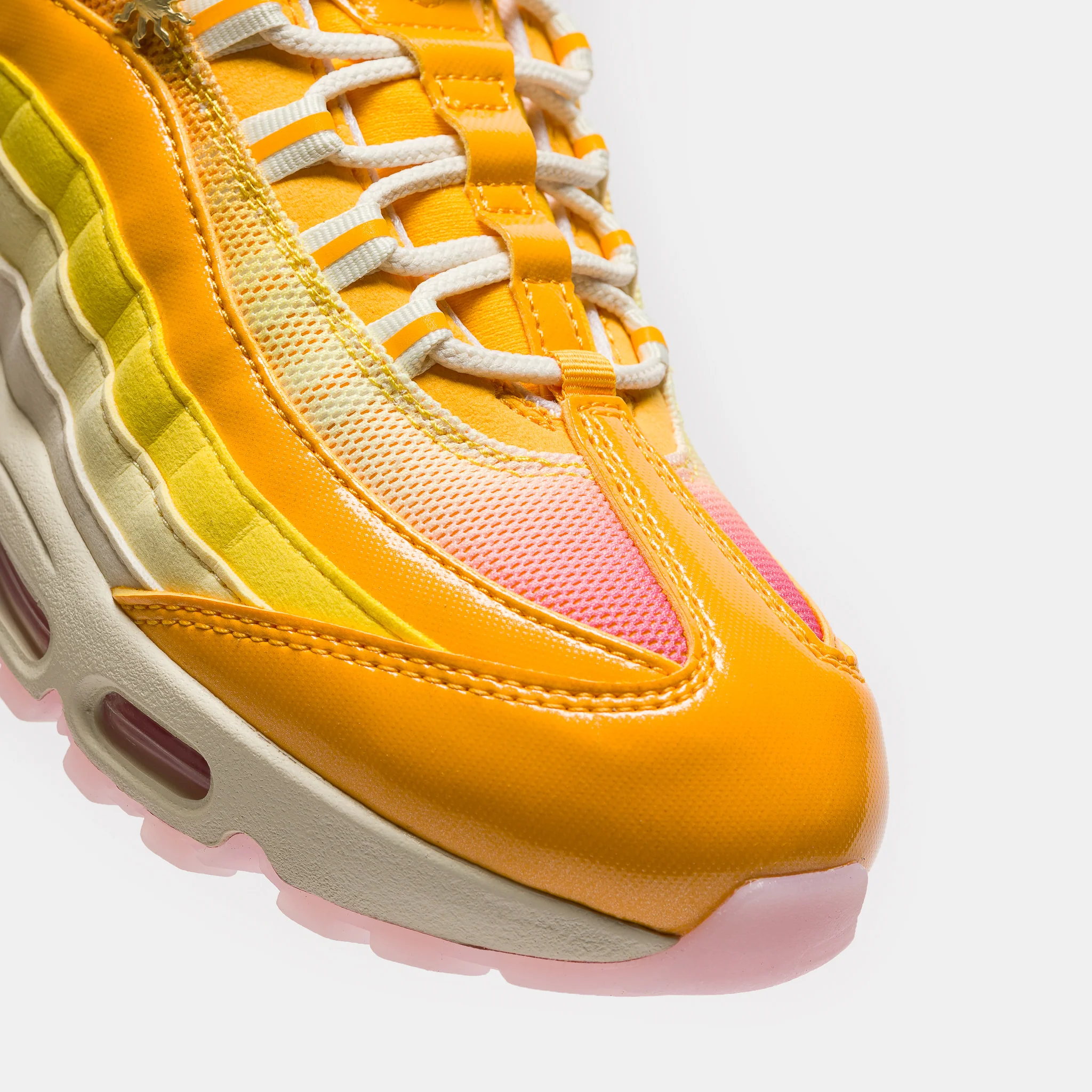 Air Max 95 Big Bubble Sneaker in University Gold/Coconut Milk/Pink Foam - Image 6