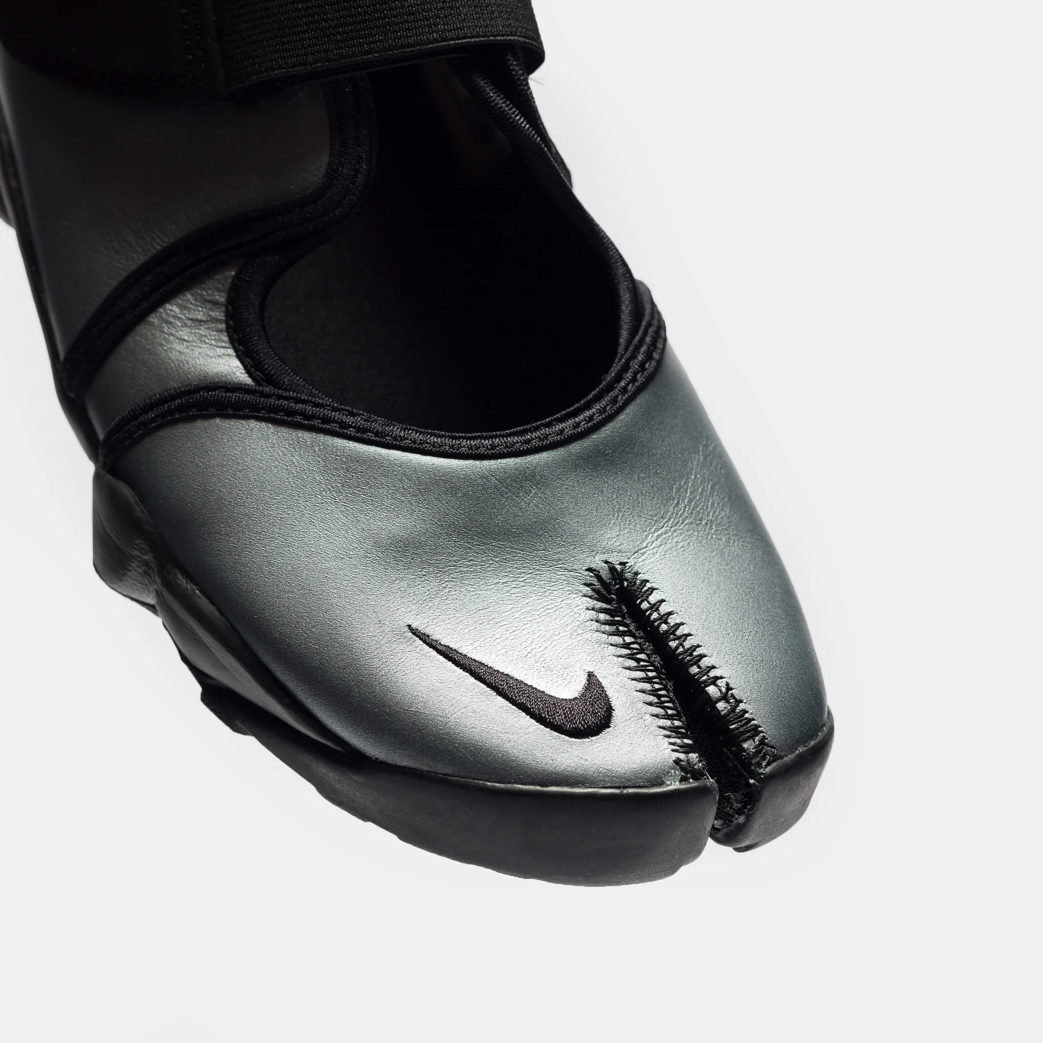 Air Rift Leather Sneaker in Metallic Silver/Black - Image 6