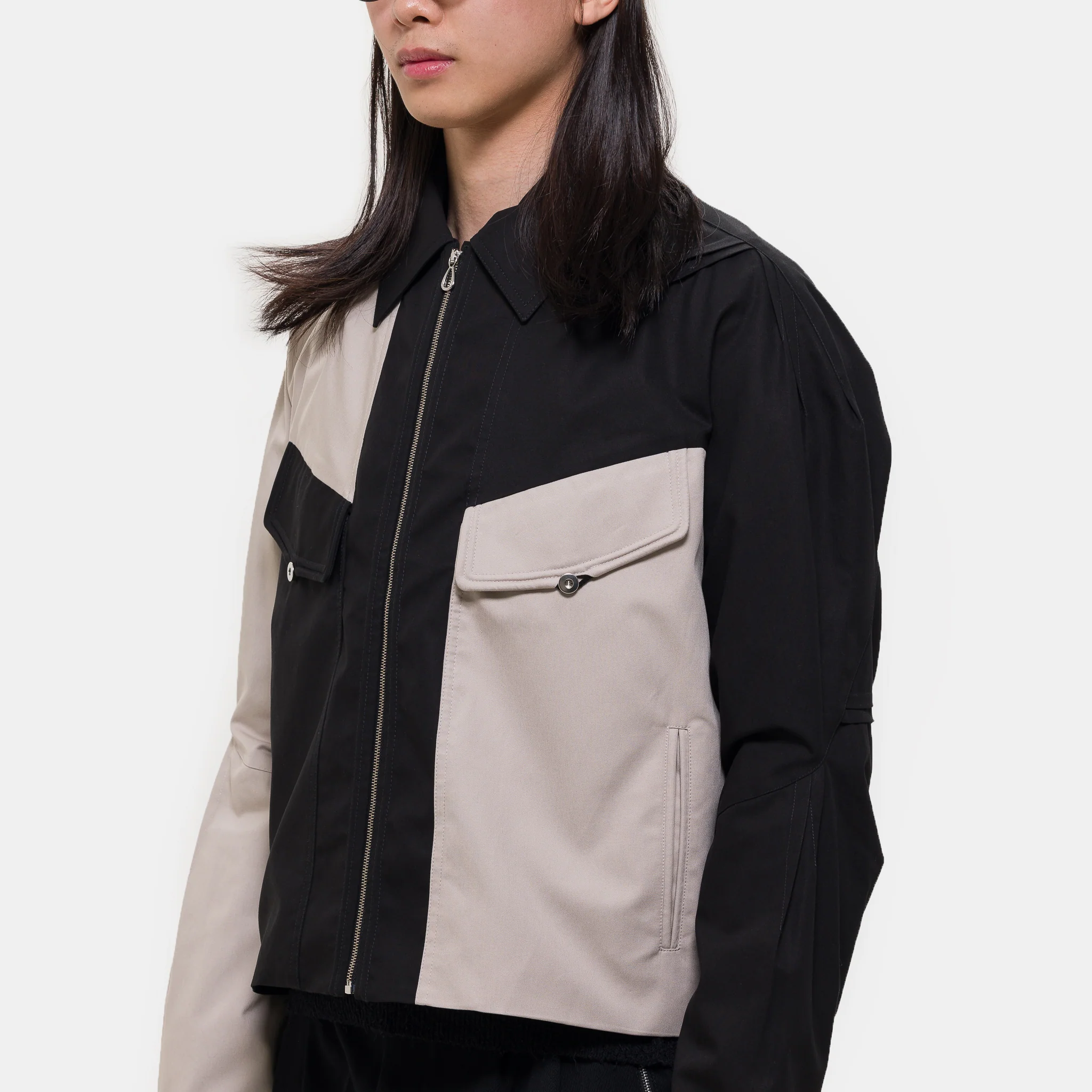 Alec K-Dart Blouson Jacket in Seedpearl/Black Sable - Image 4