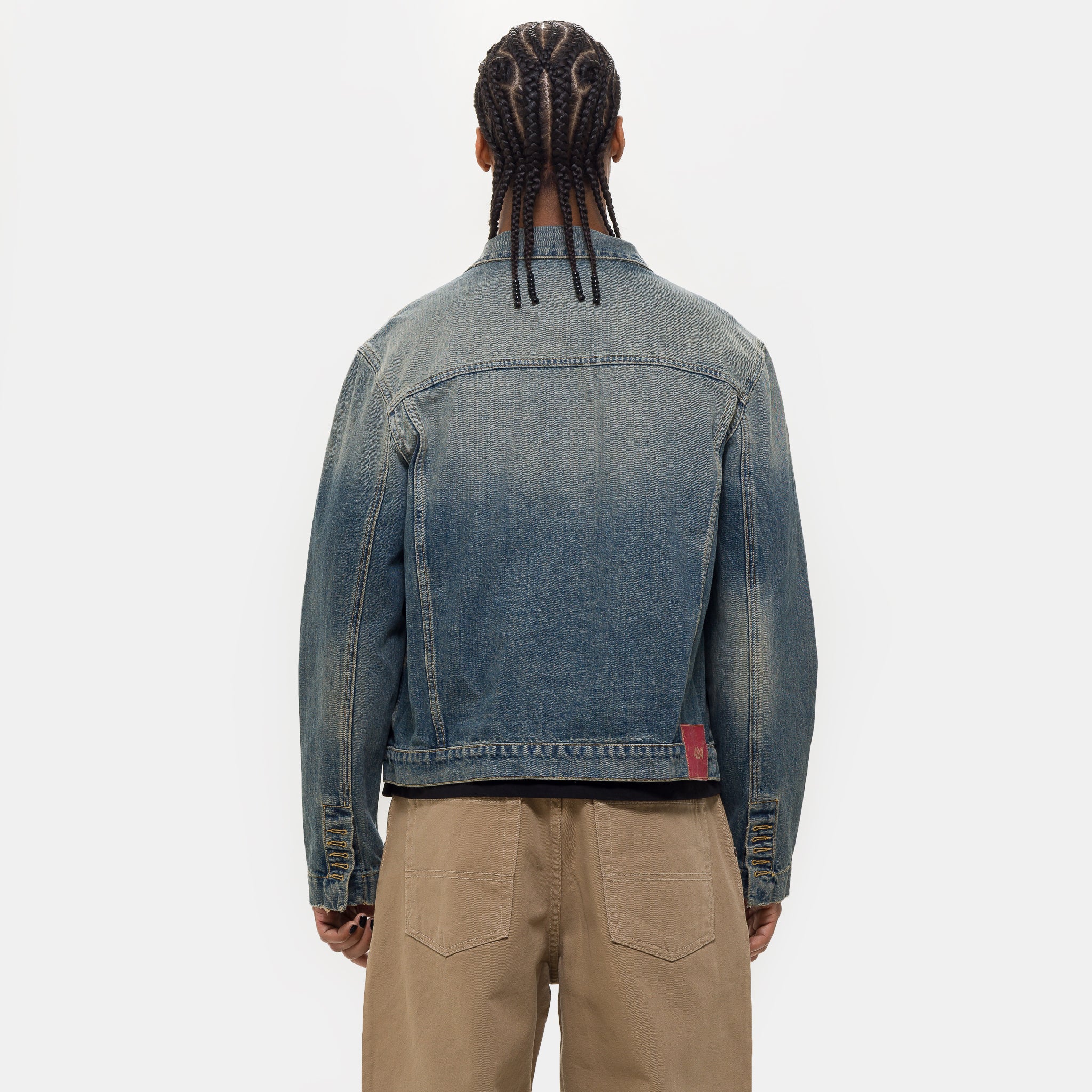 Alias Denim Trucker Jacket in Blue/Brown Sugar Washing - Image 3