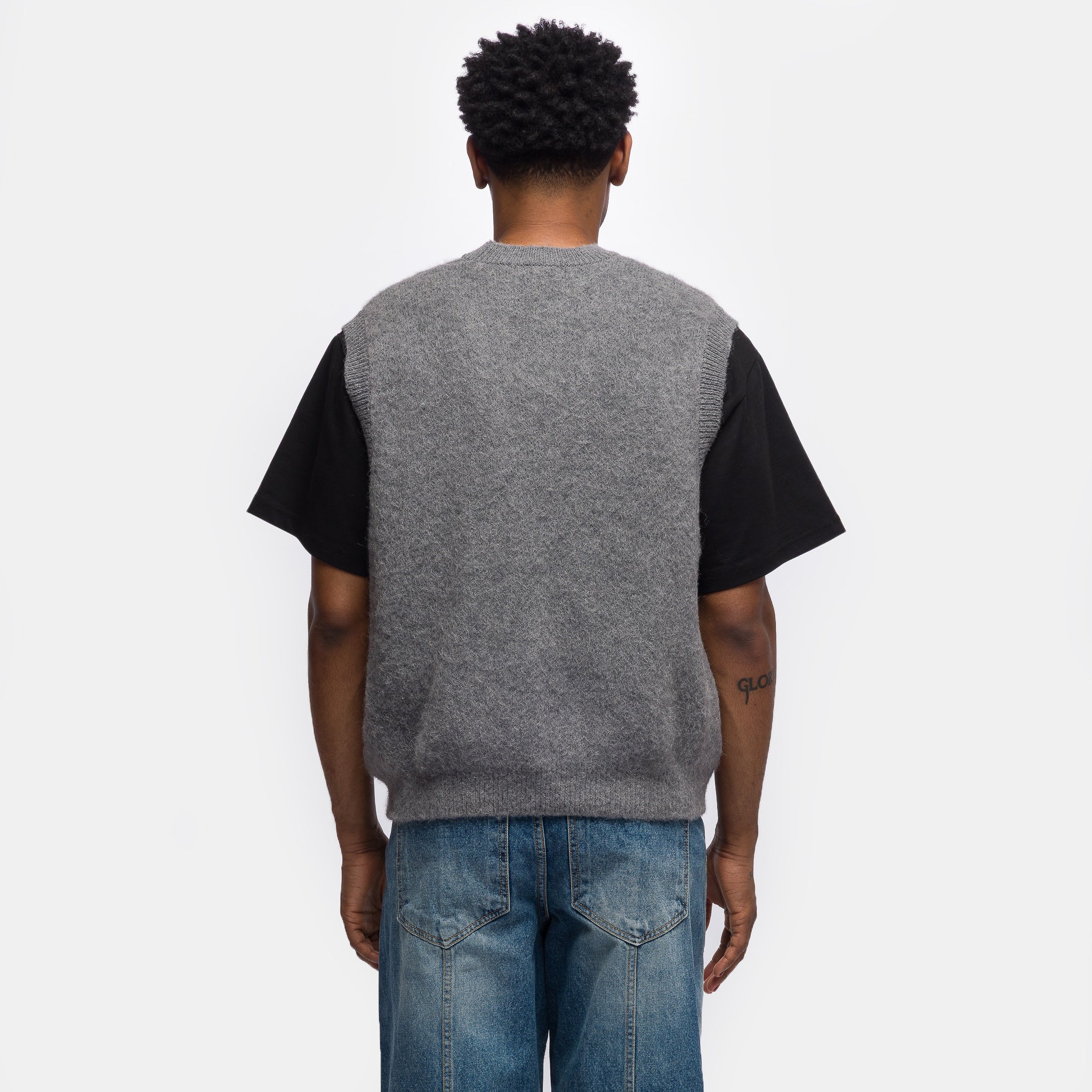 Alpaca Knit Vest in Grey - Image 3