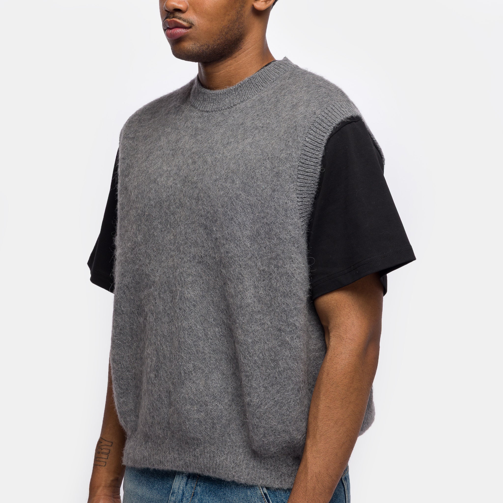 Alpaca Knit Vest in Grey - Image 4