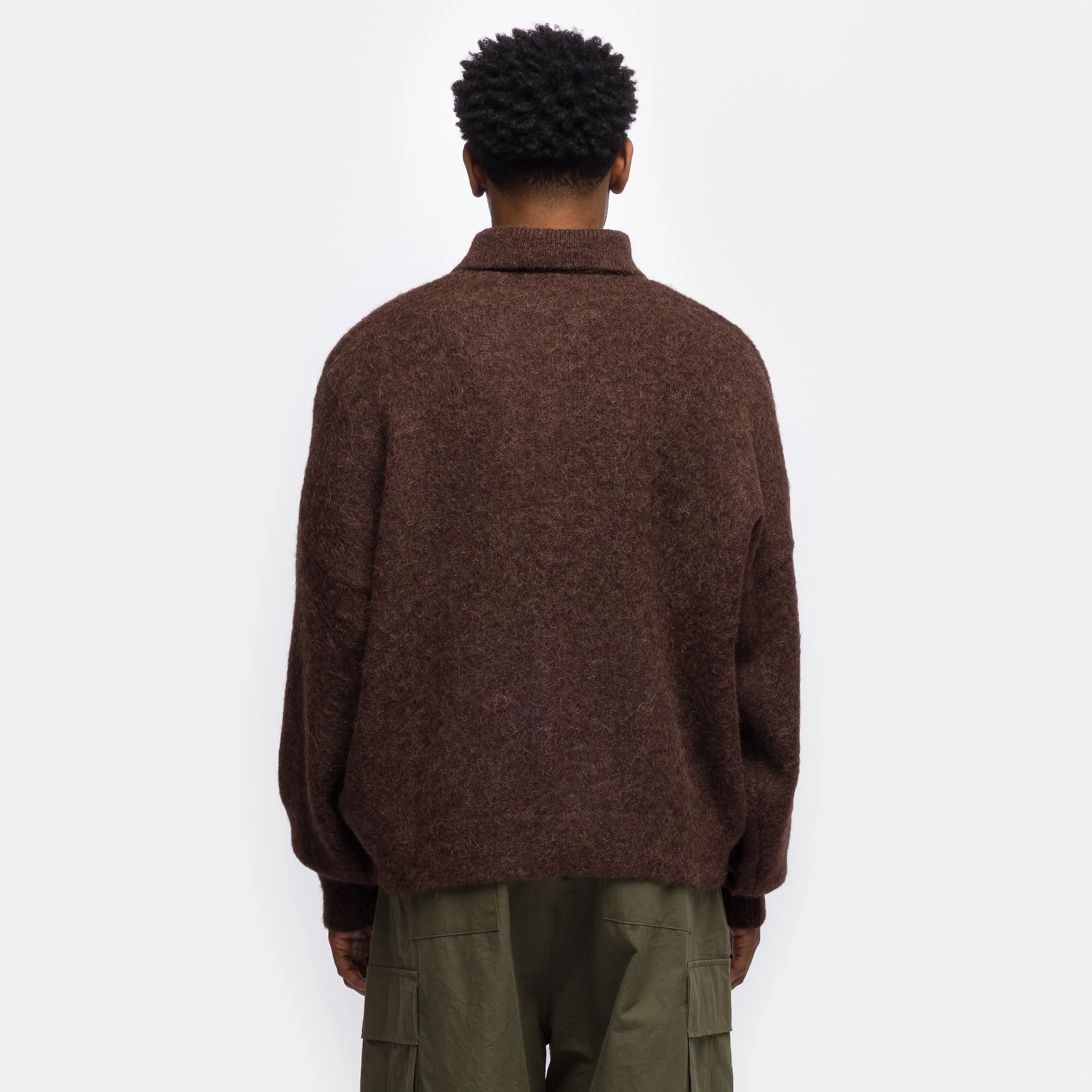 Alpaca Polo Sweater in Brown - Image 3