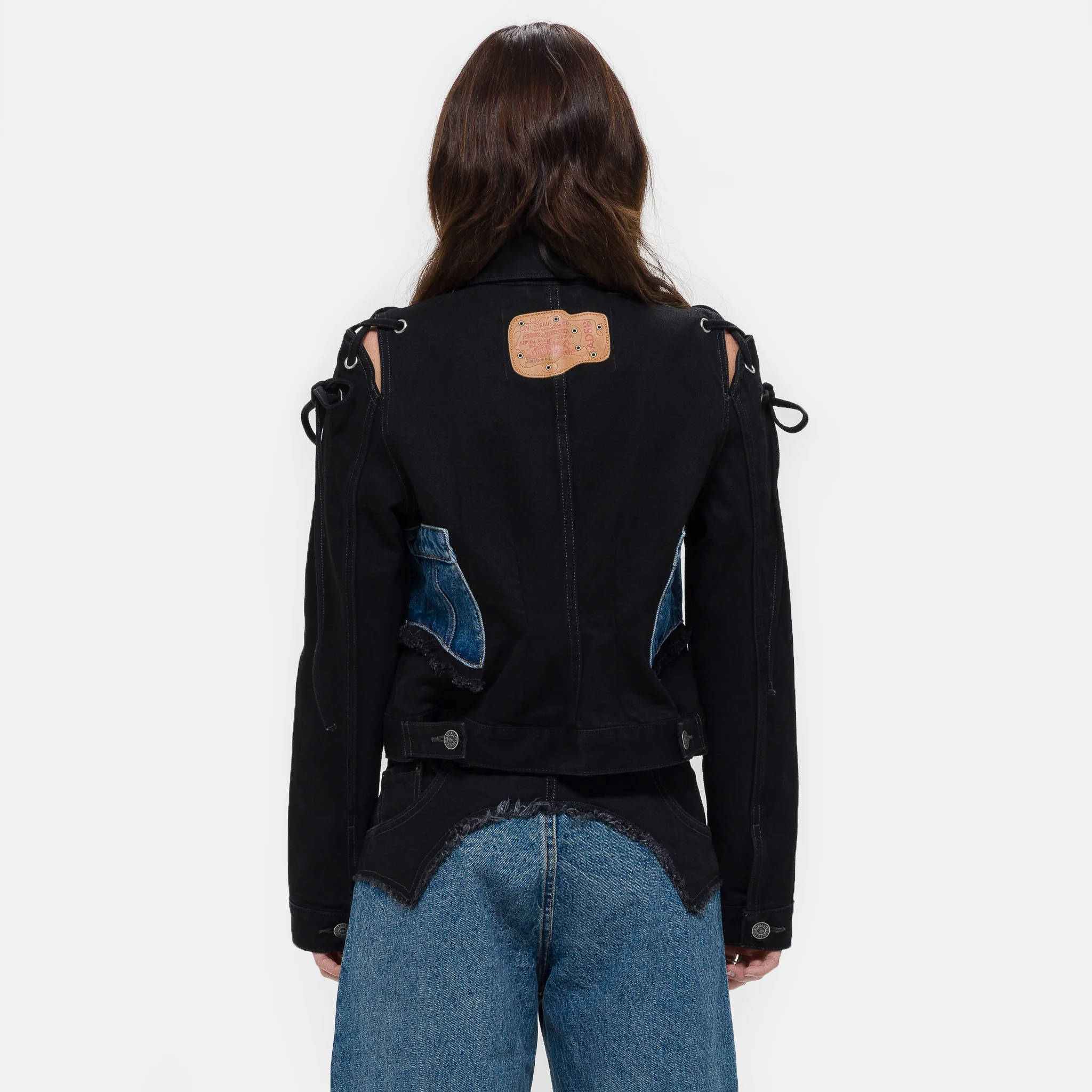 Andersson Bell Half Trucker Jacket in Blue/Black - Image 3