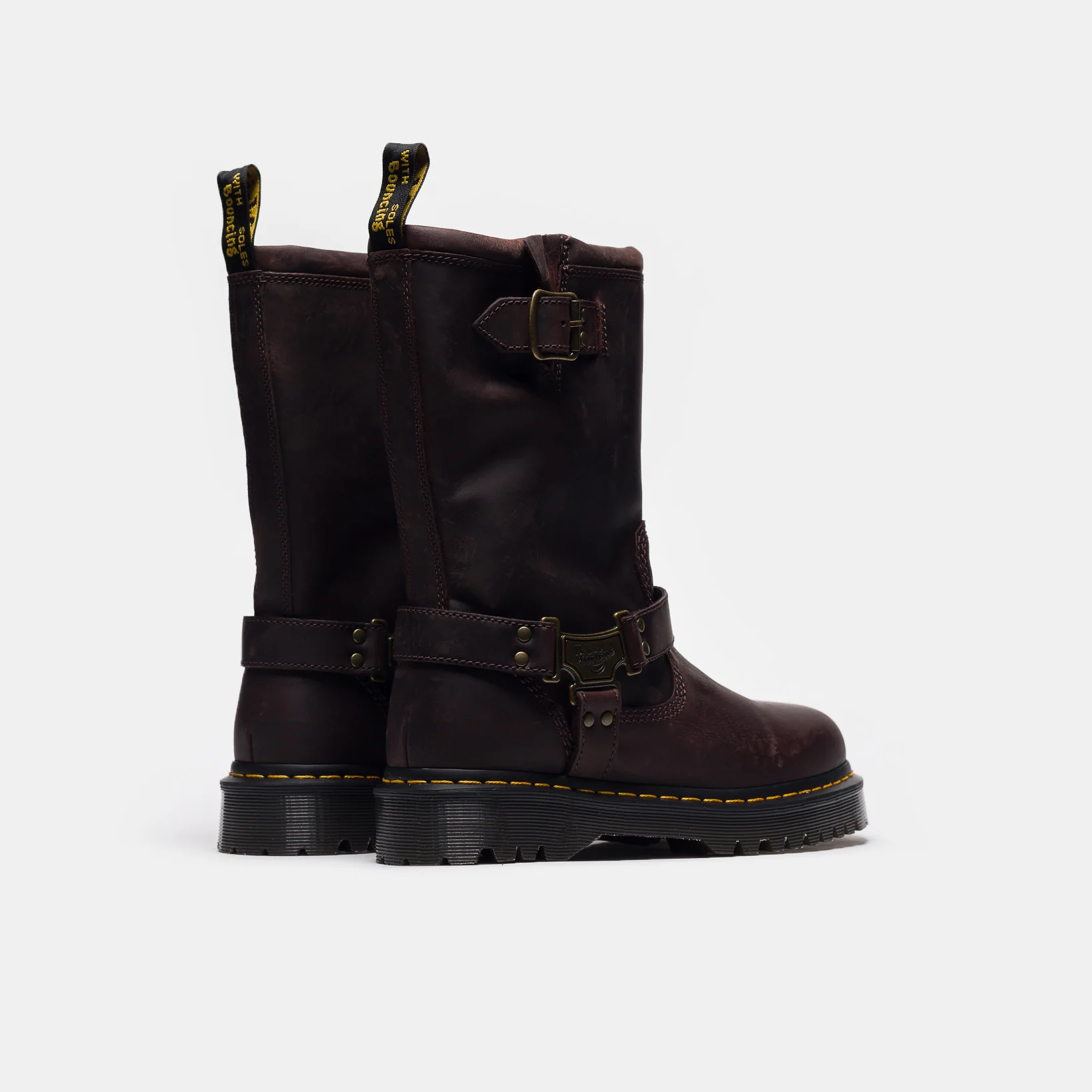 Anistone Hi Leather Biker Boot in Dark Brown - Image 3