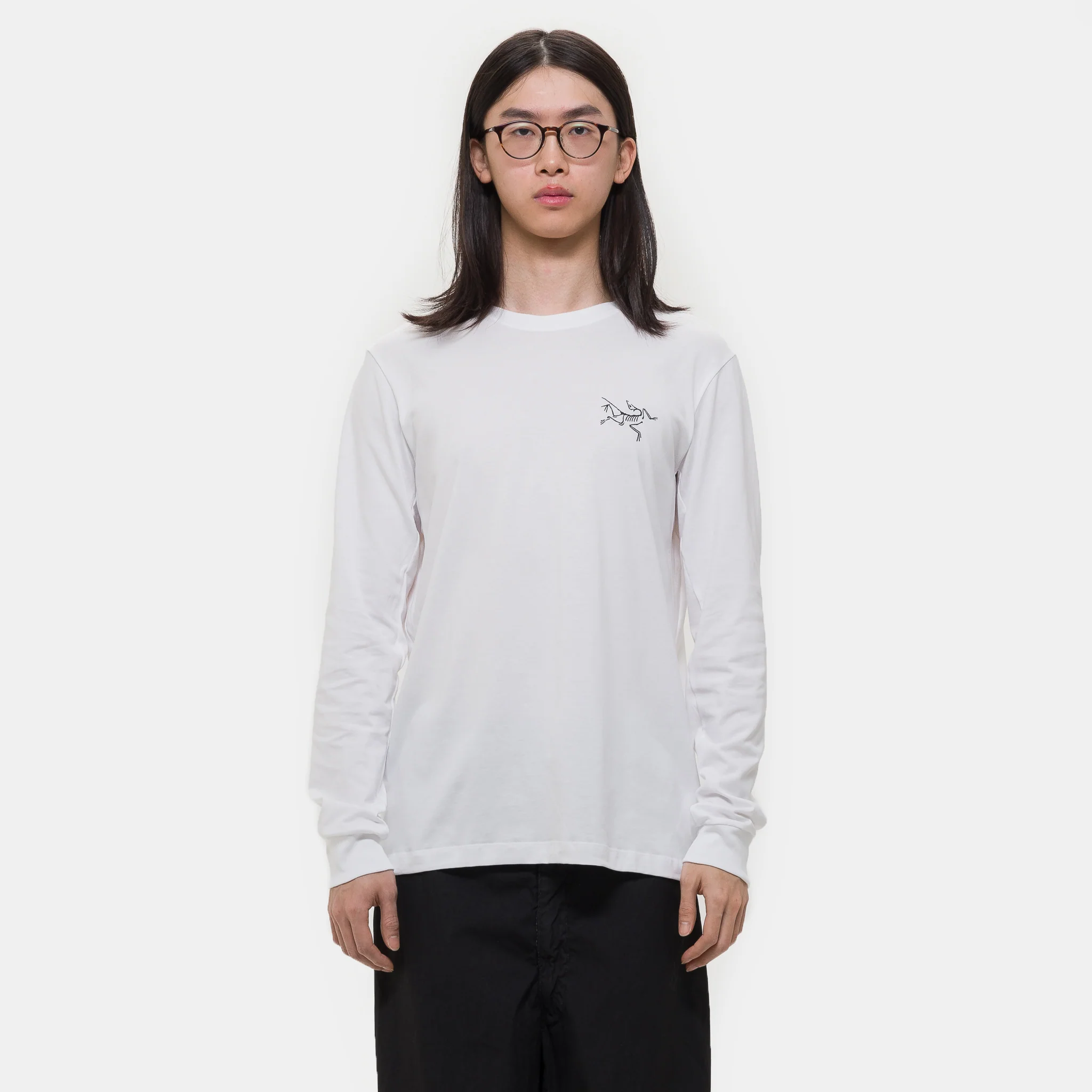 Arc'Multi Bird Logo Long Sleeve T-Shirt in White Light