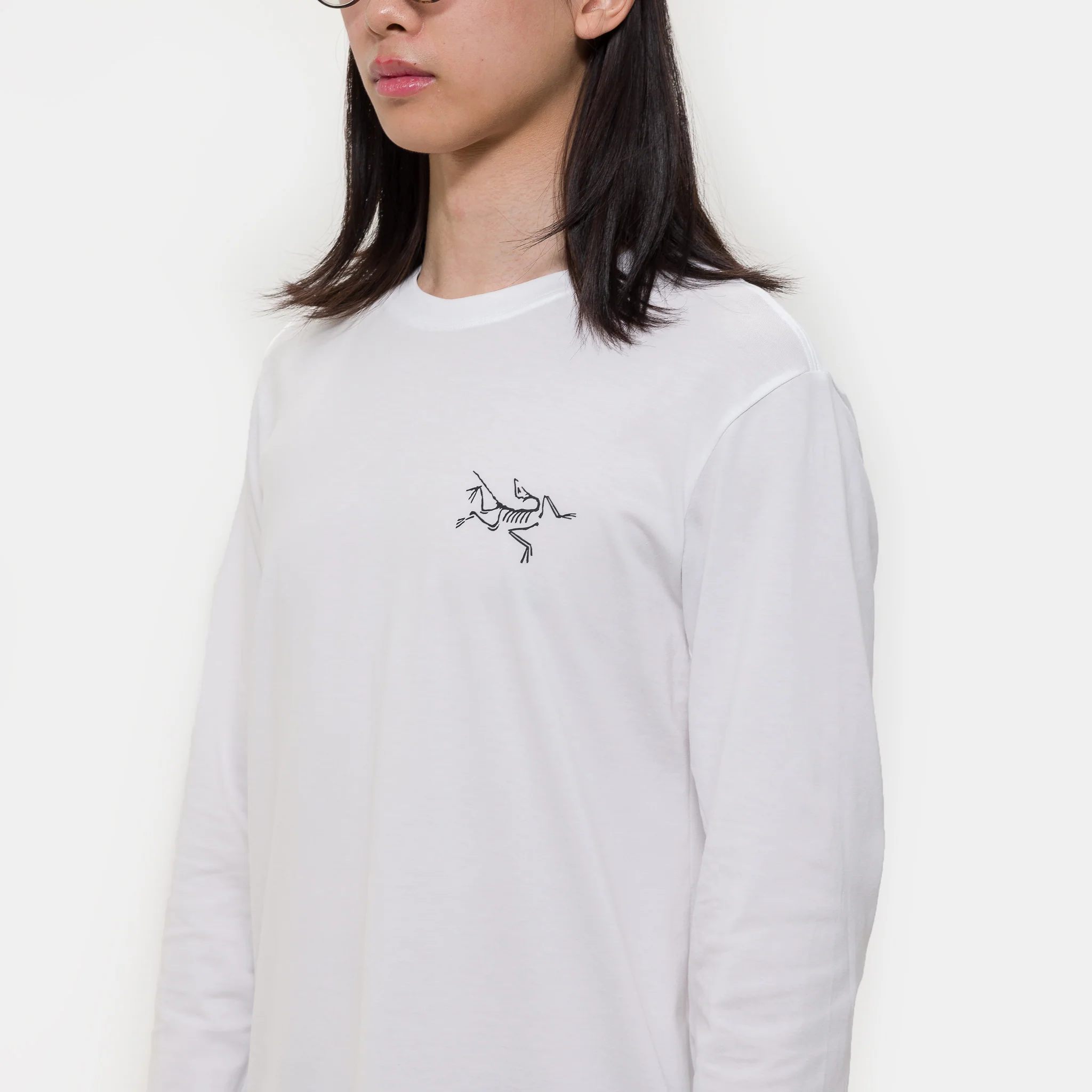 Arc'Multi Bird Logo Long Sleeve T-Shirt in White Light - Image 4