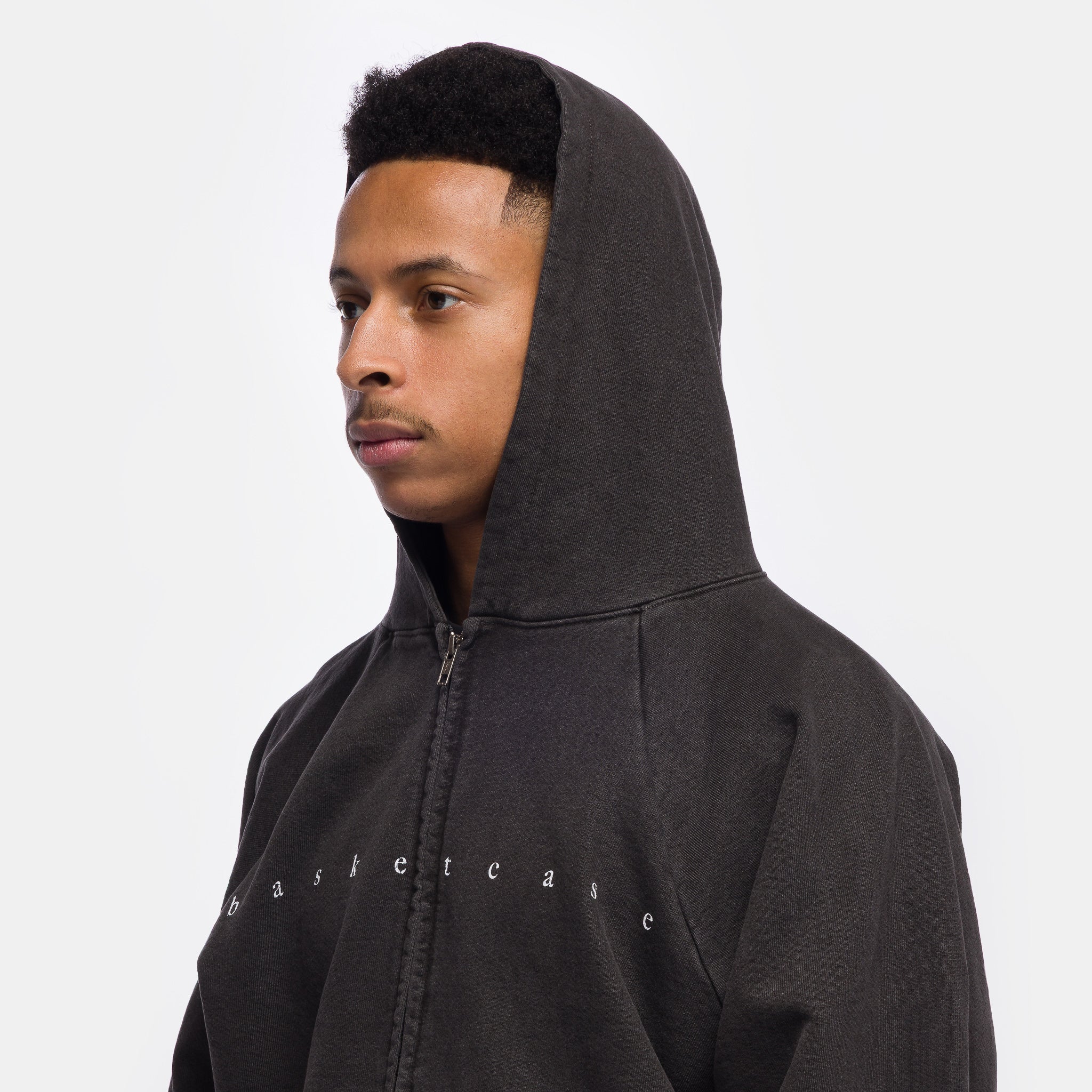 Attenae Zip-Up Hoodie in Vintage Black - Image 4