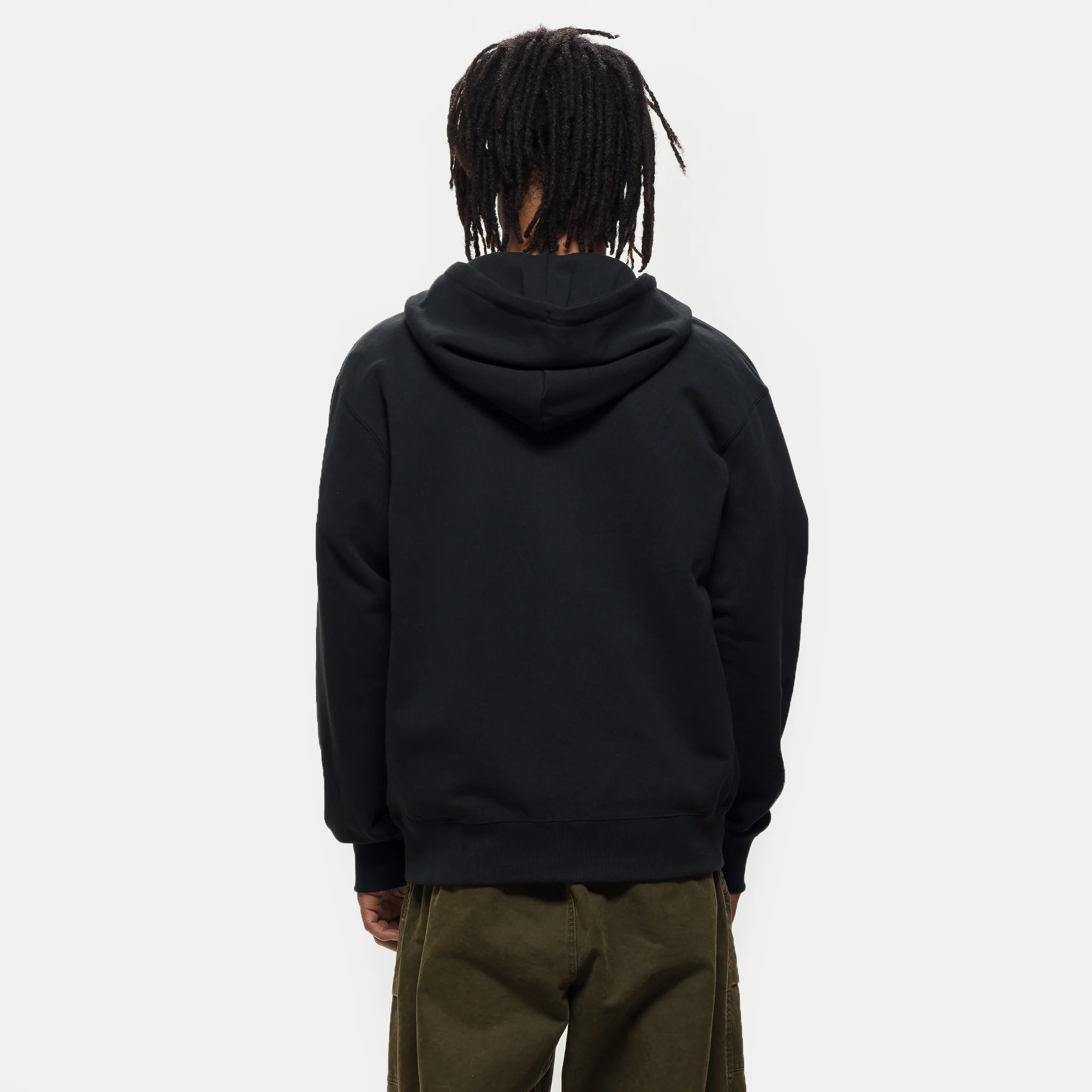 Awake NY Full-Zip Fleece Hoodie in Black/University Red - Image 3
