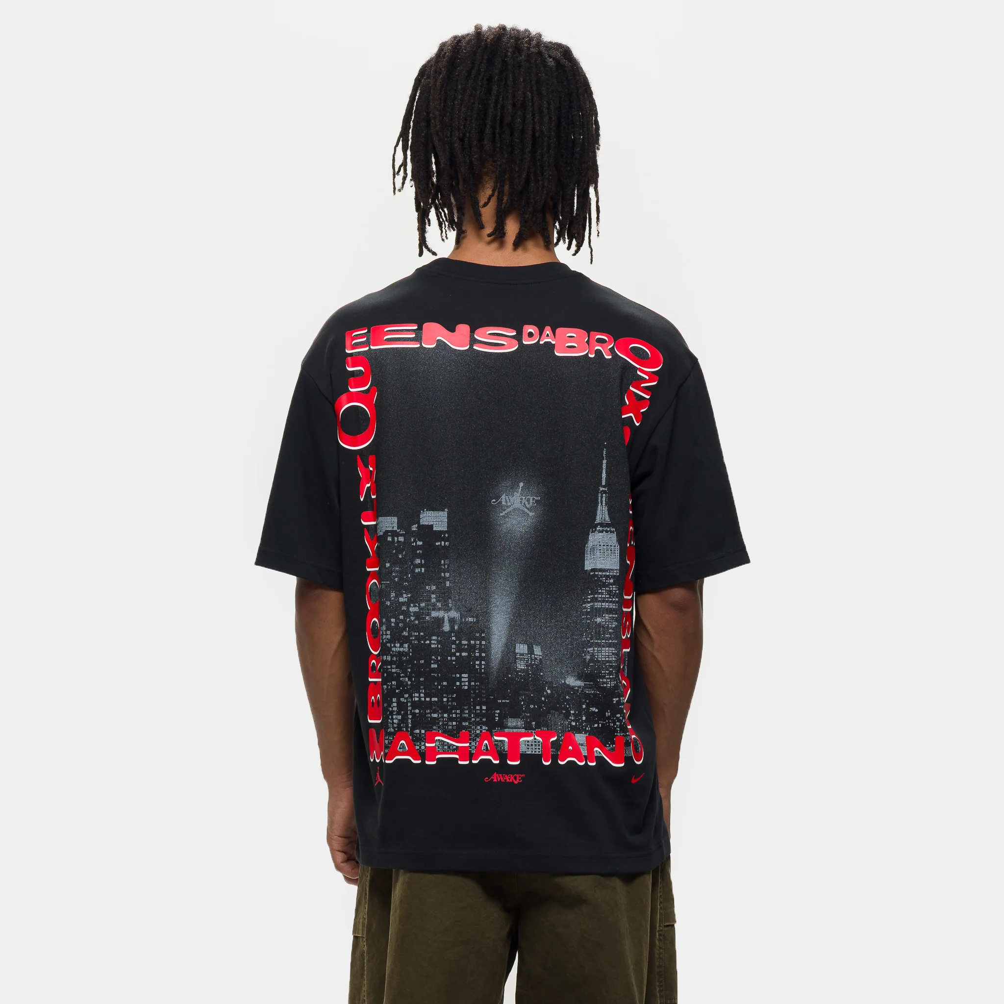 Awake NY T-Shirt in Black/White/University Red - Image 3