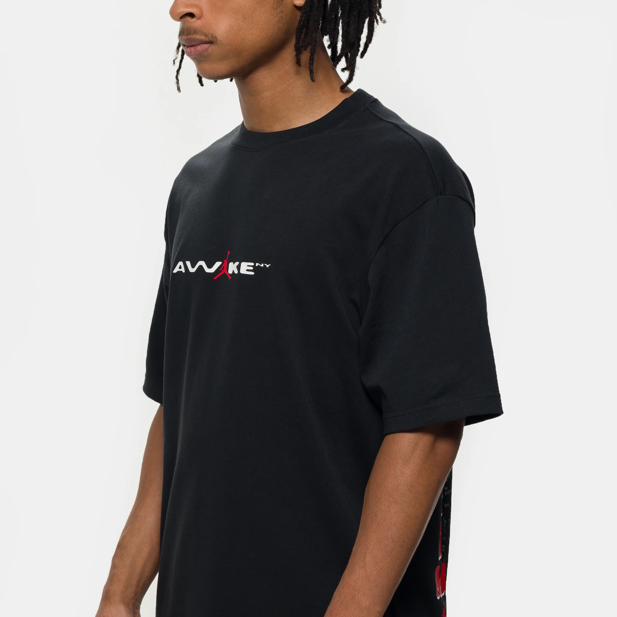 Awake NY T-Shirt in Black/White/University Red - Image 4