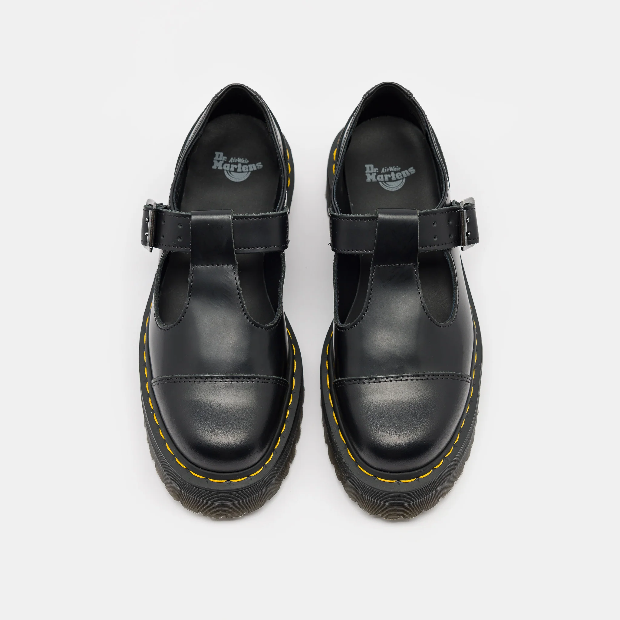 Bethan Polished Smooth Leather Platform Mary Janes in Black - Image 3