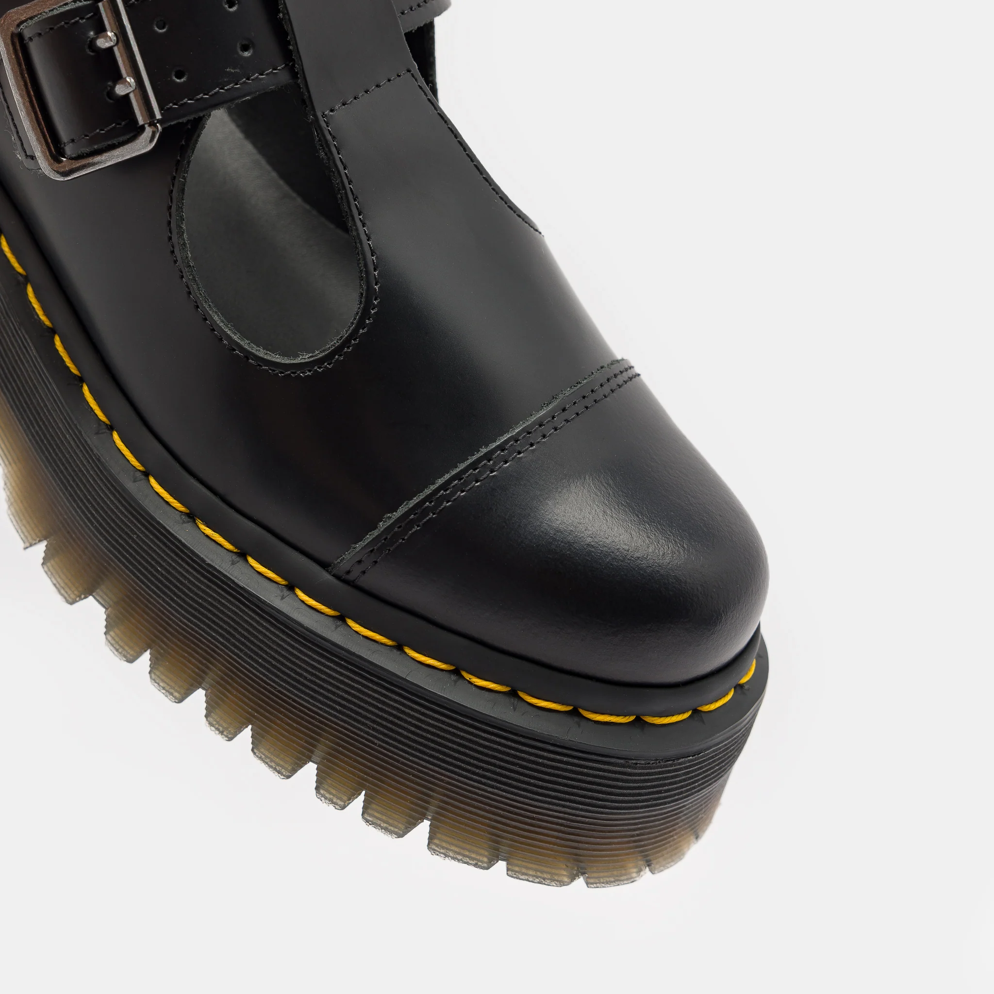 Bethan Polished Smooth Leather Platform Mary Janes in Black - Image 4