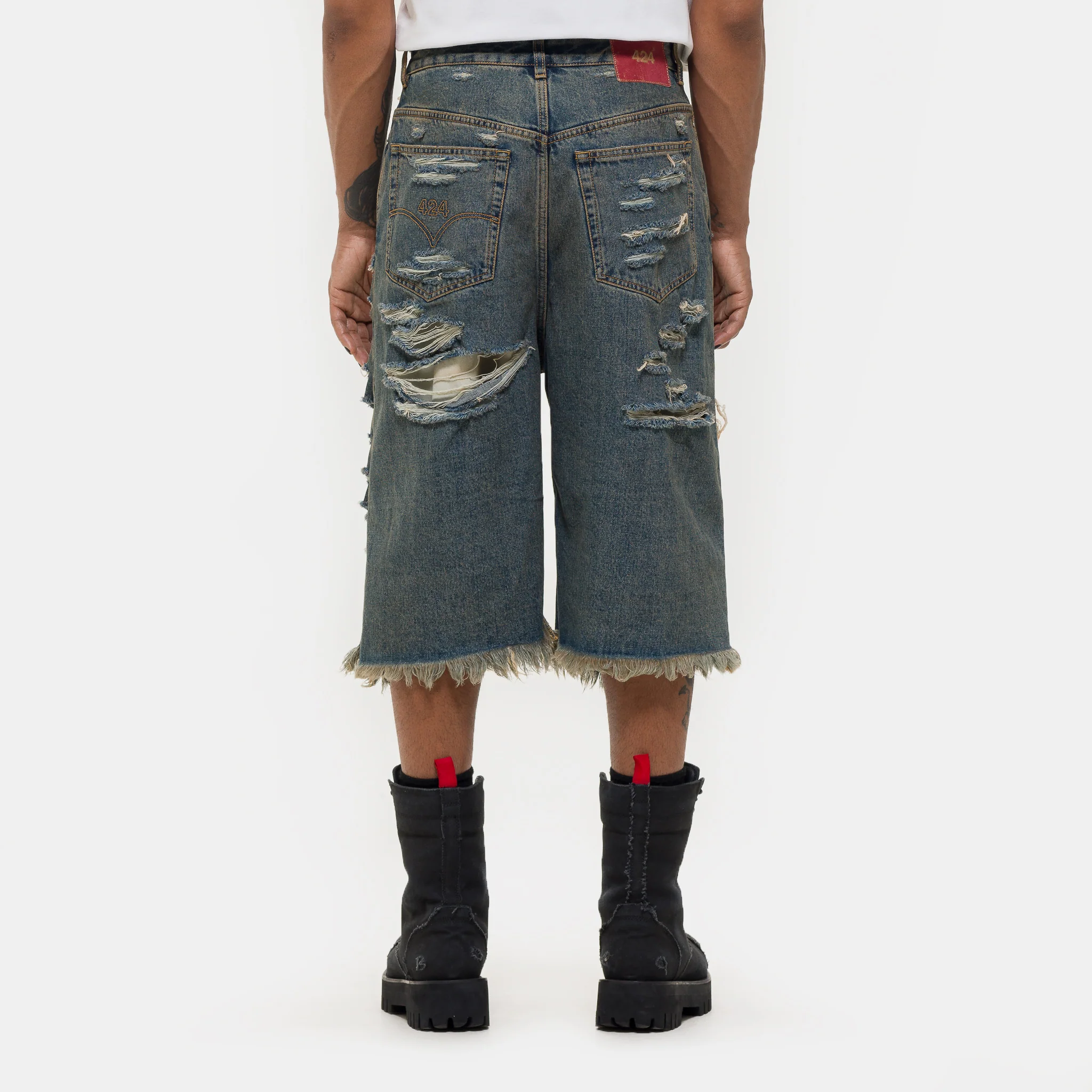 Big Daddy Denim Short in Blue/Brown Sugar Washing - Image 3