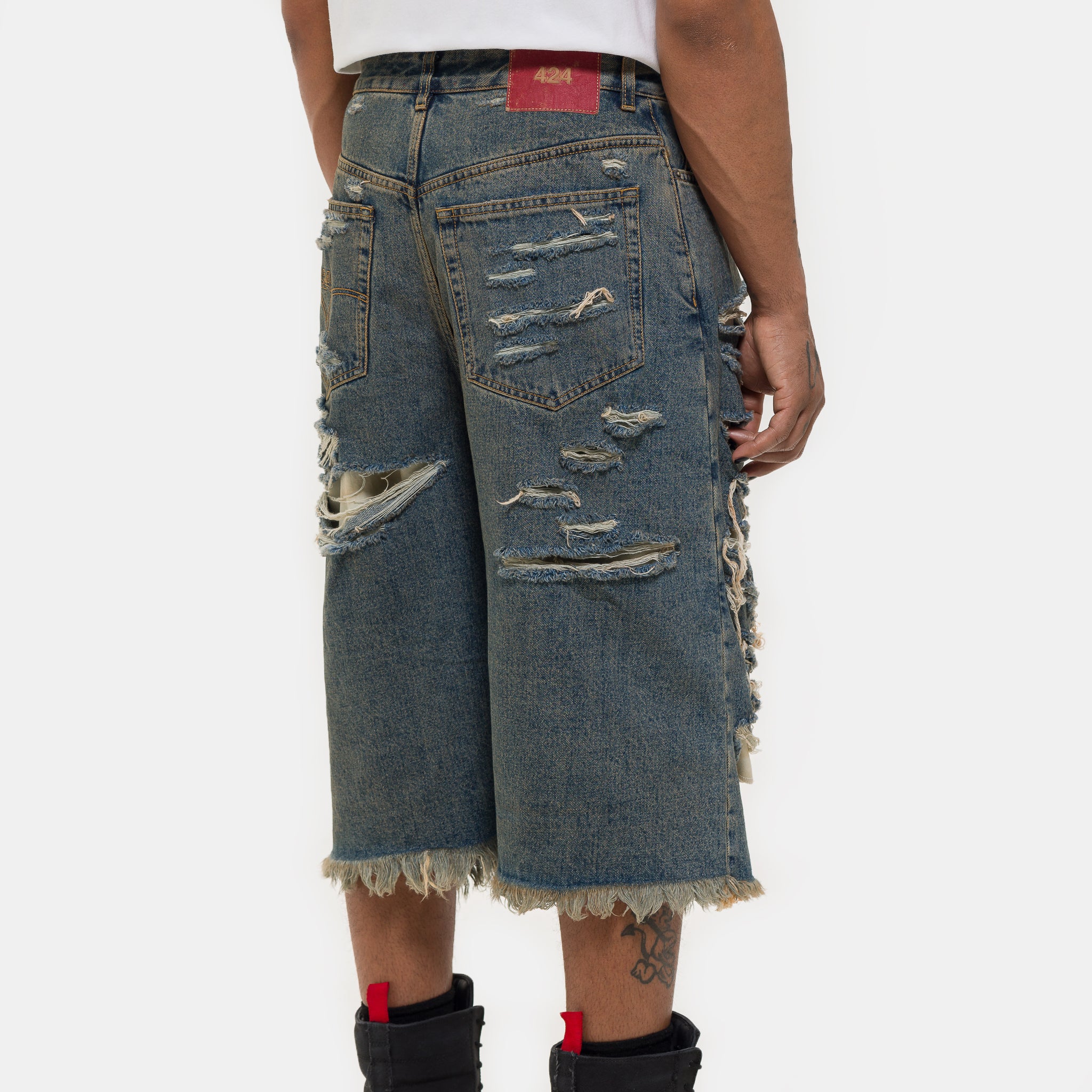 Big Daddy Denim Short in Blue/Brown Sugar Washing - Image 5