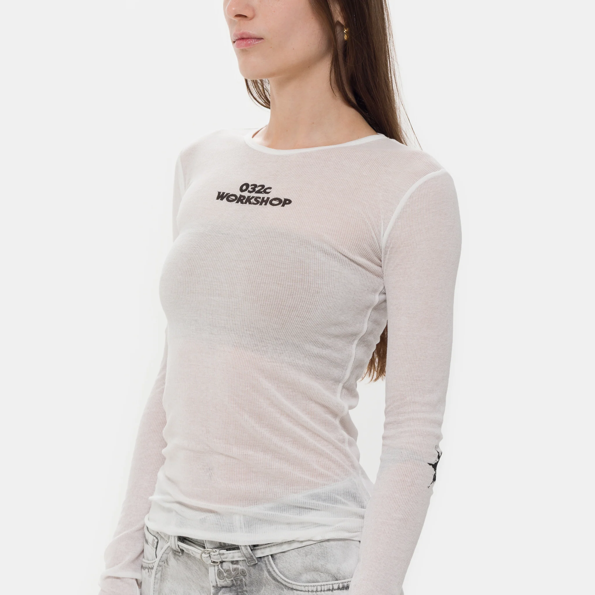 Black Sun Fine Rib Long Sleeve in Soft White - Image 4