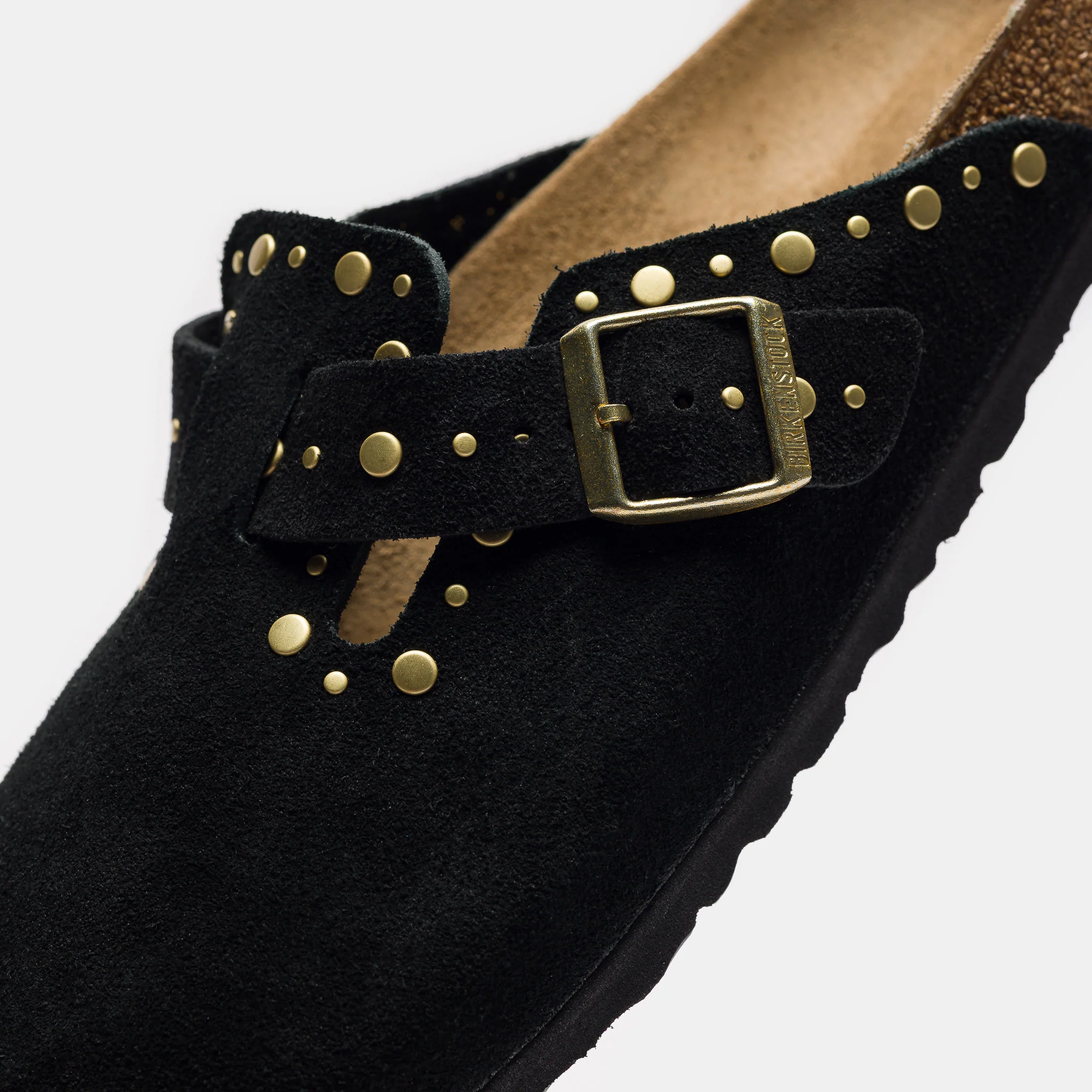 Boston Rivet Clog in Black Suede - Image 5