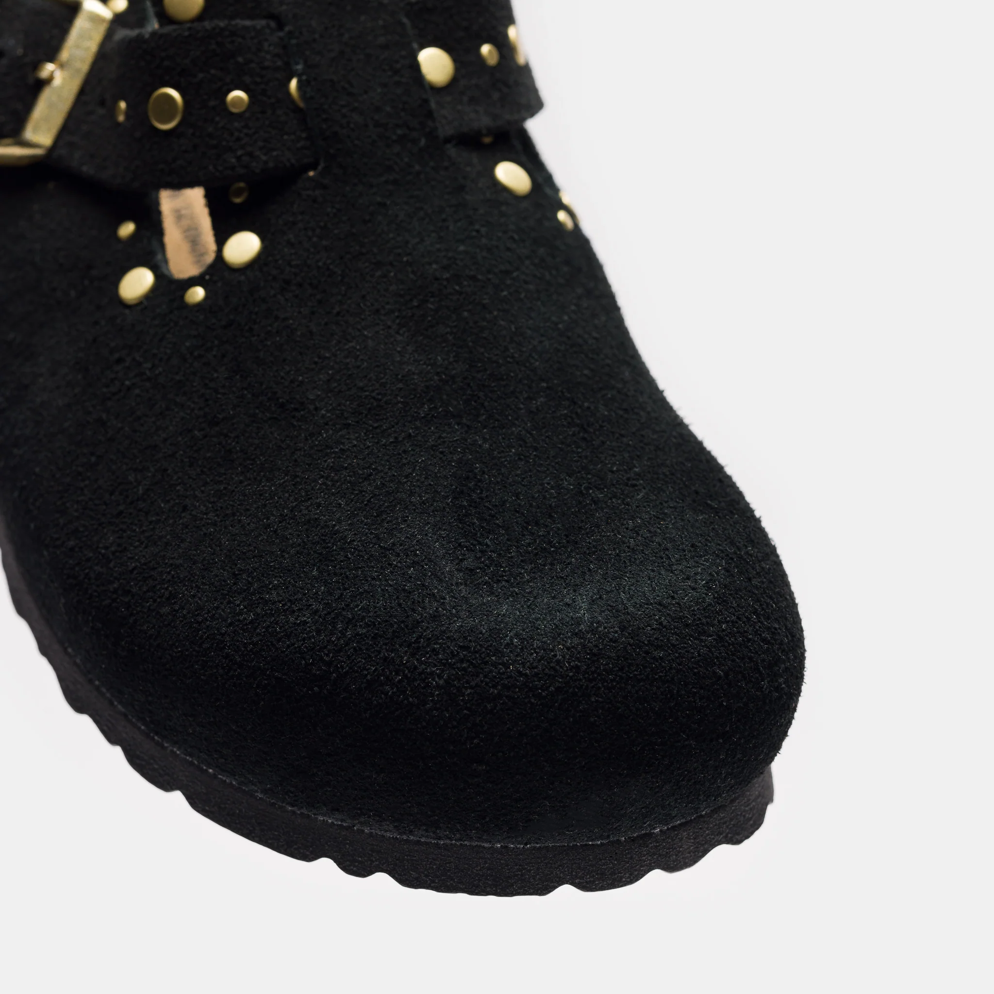 Boston Rivet Clog in Black Suede - Image 6