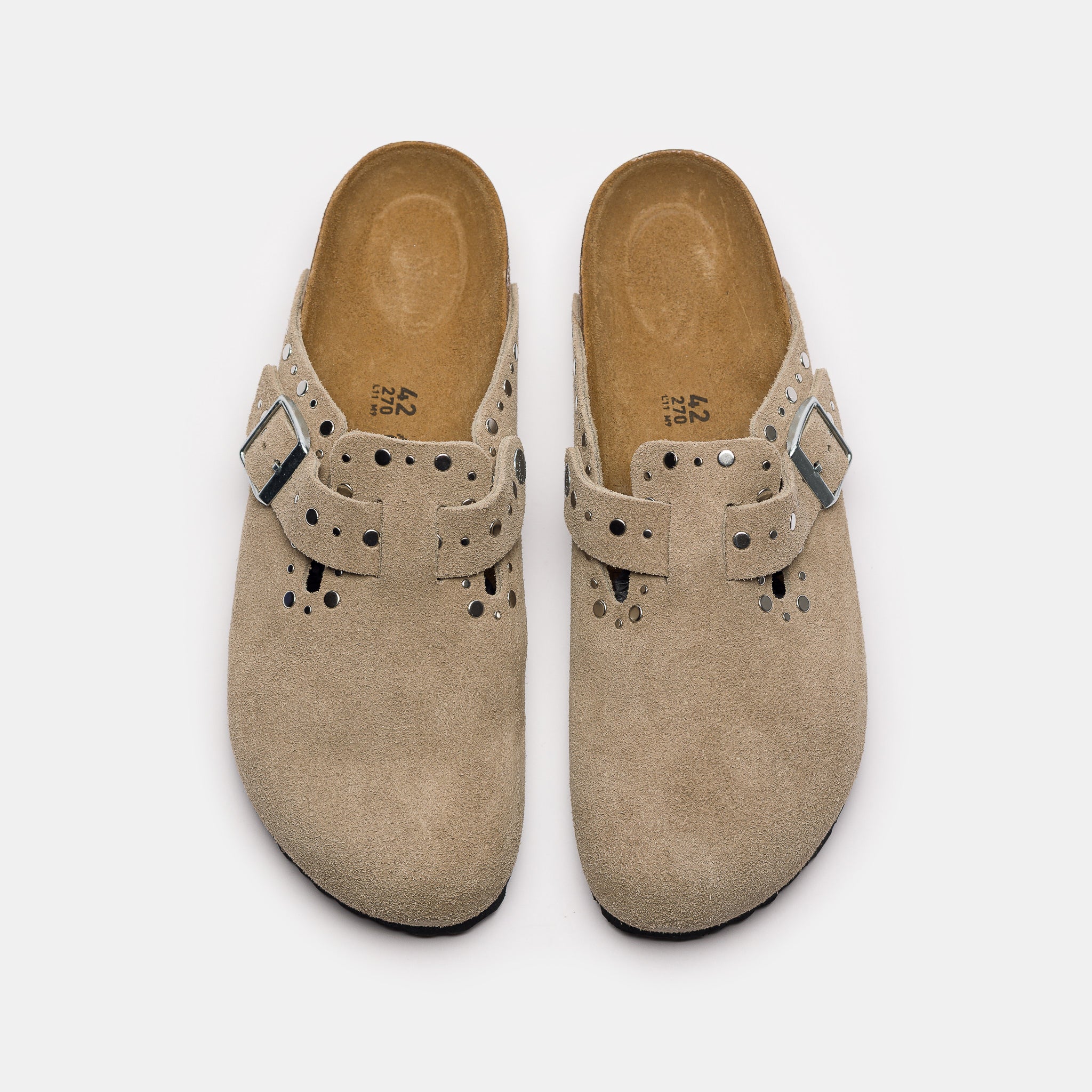 Boston Rivet Clog in Taupe Suede - Image 4